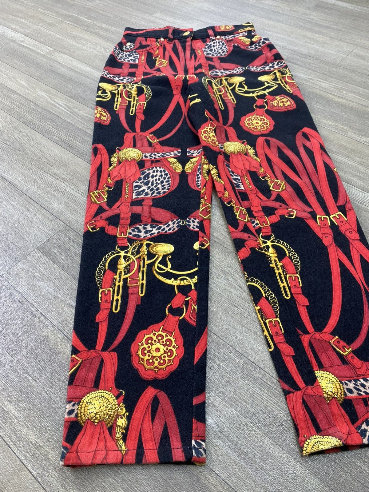 Japanese Brand Vintage Laurel Baroque Equestrian Chanis Scarf Print Pants Size US 27 - 3 Thumbnail