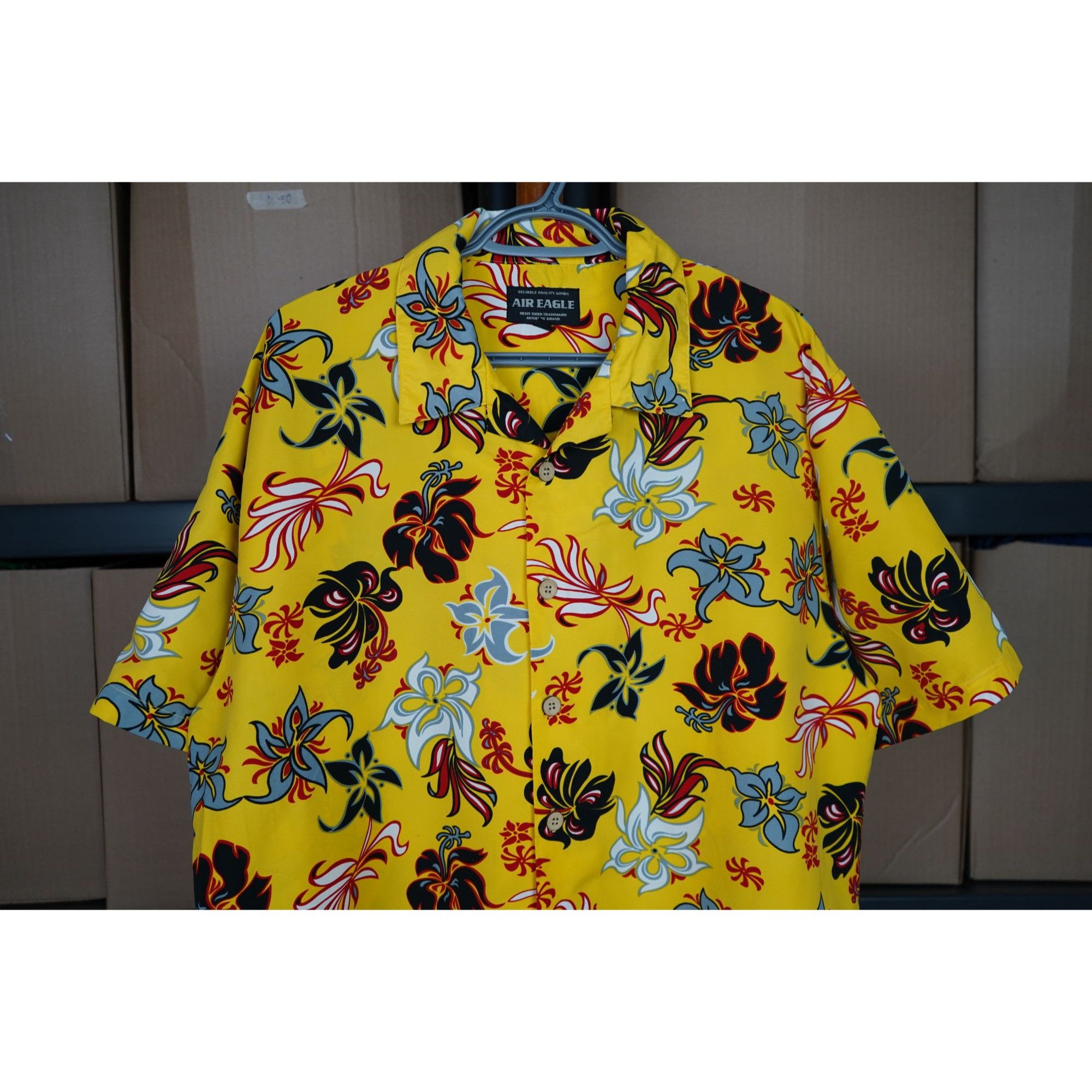 Vintage 90s Air Eagle Yellow Vintage Hawaiian Shirt Men's L #345 Size US L / EU 52-54 / 3 - 3 Thumbnail
