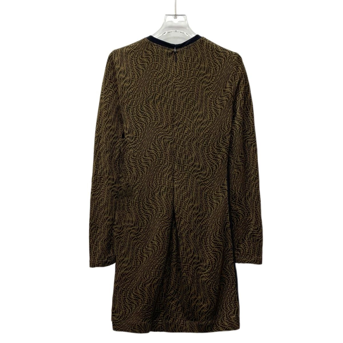 Fendi Fendi Brown All-over Logo Jacquard Long Sleeve Dress K26WX Size S / US 4 / IT 40 - 2 Thumbnail