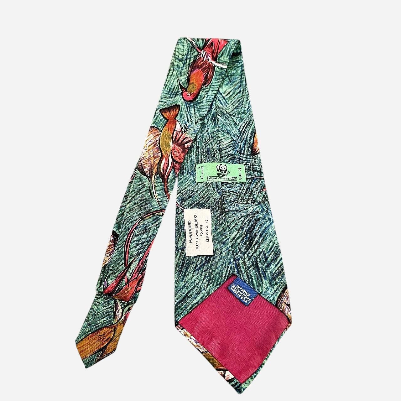 WWF Vtg WWF World Wildlife Fund Mens Silk Necktie Hummingbirds Size ONE SIZE - 2 Thumbnail