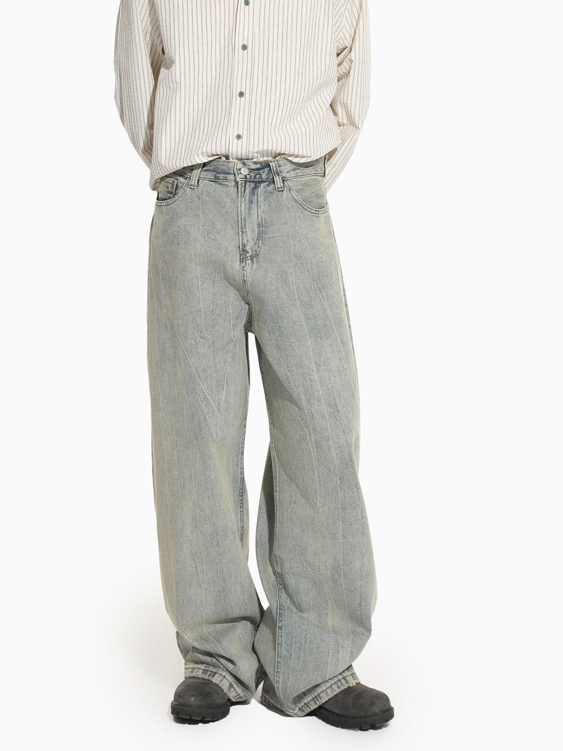 Vintage Men's Retro Distressed Washed Loose Wide-Leg Vibe Jeans Size US 32 / EU 48 - 2 Thumbnail
