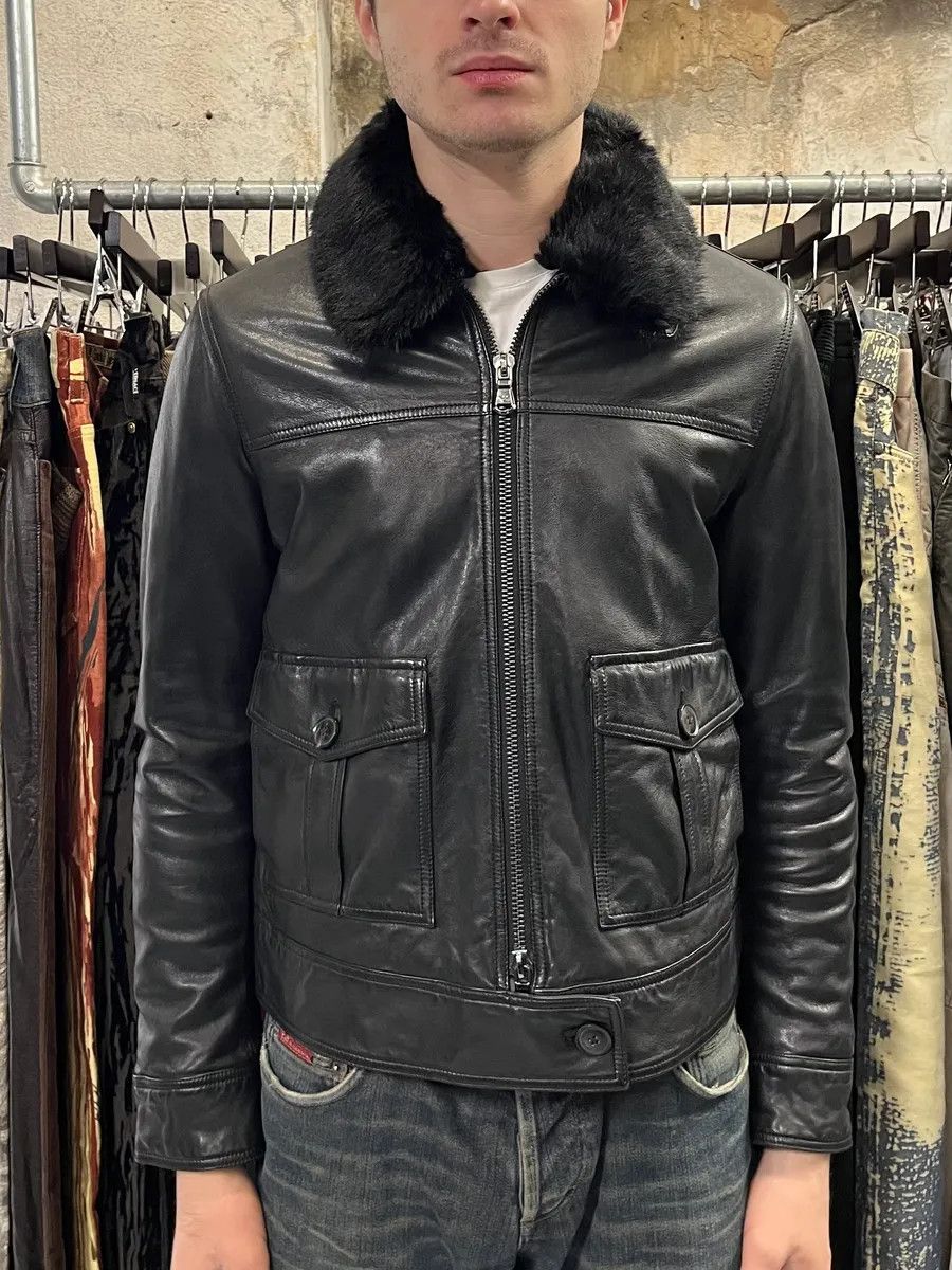Emporio Armani AW2018 Emporio Armani Fake Fur Collar Black Leather Jacket Size US S / EU 44-46 / 1 - 2 Thumbnail