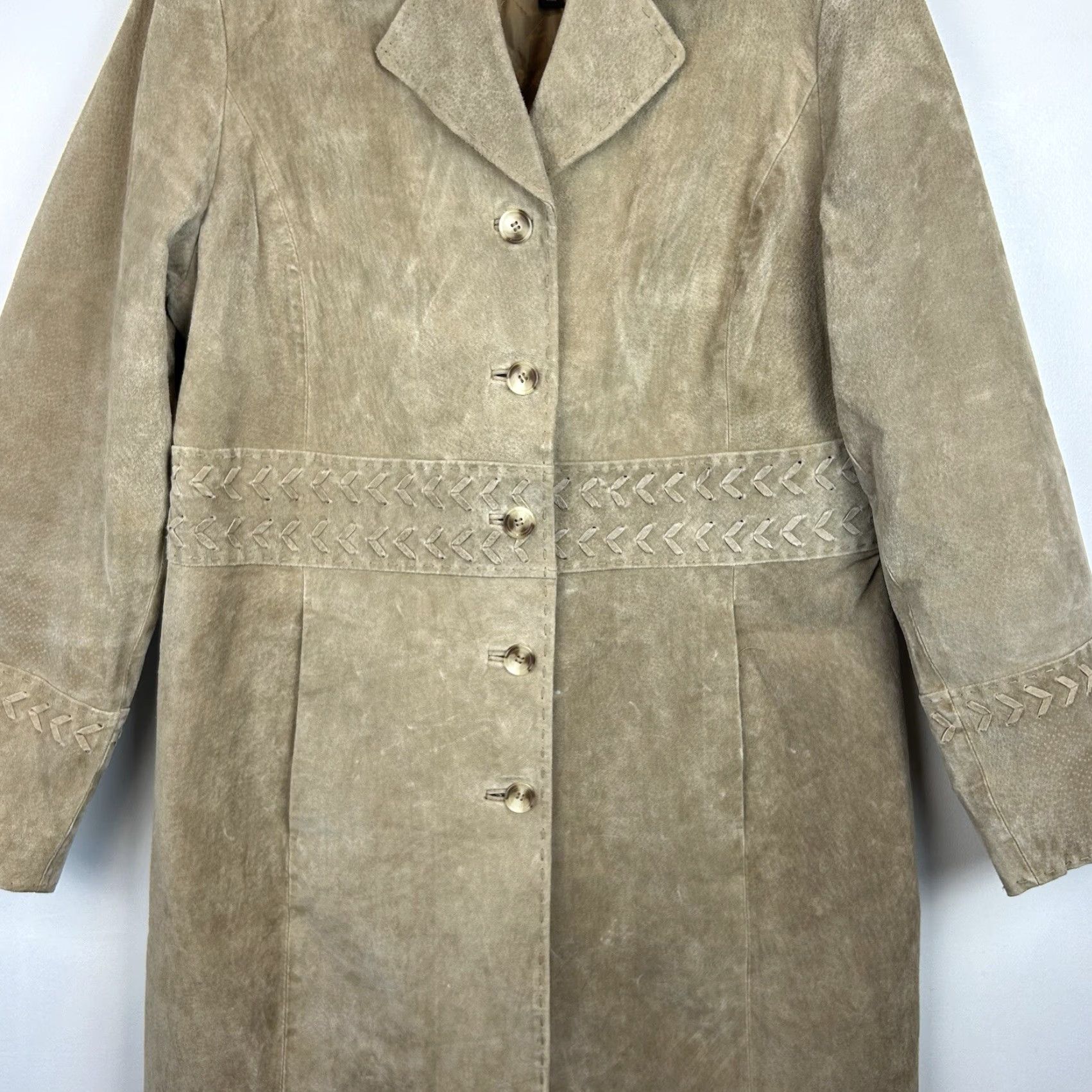 Vintage VINTAGE Donatella Sport Suede Leather Coat Woman L Long Beige Western Style Duster Size L / US 10 / IT 46 - 7 Thumbnail