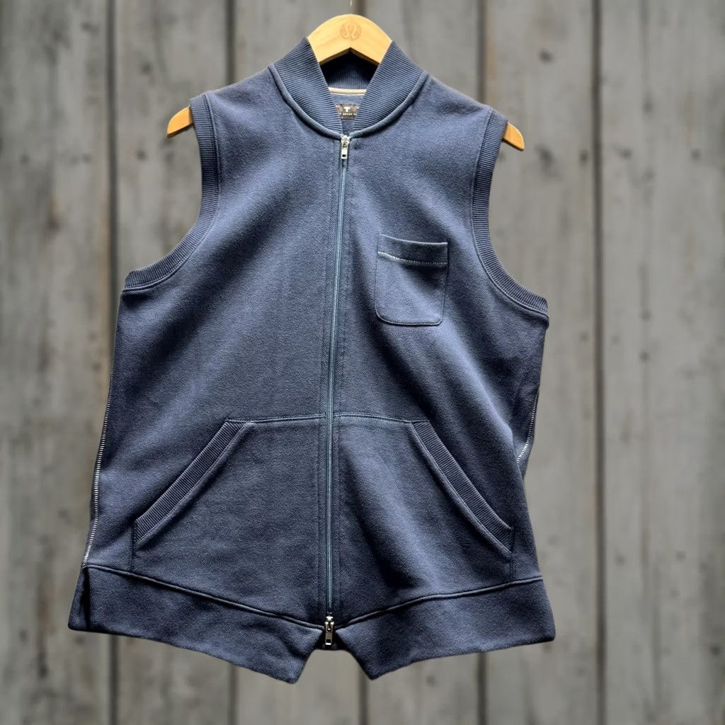 Vintage Left Coast Tee Vest Mens M Blue Zip Logo Sleeveless Knit 100% Cotton Midweight Crew Neck Made in Peru Size US M / EU 48-50 / 2 - 1 Thumbnail