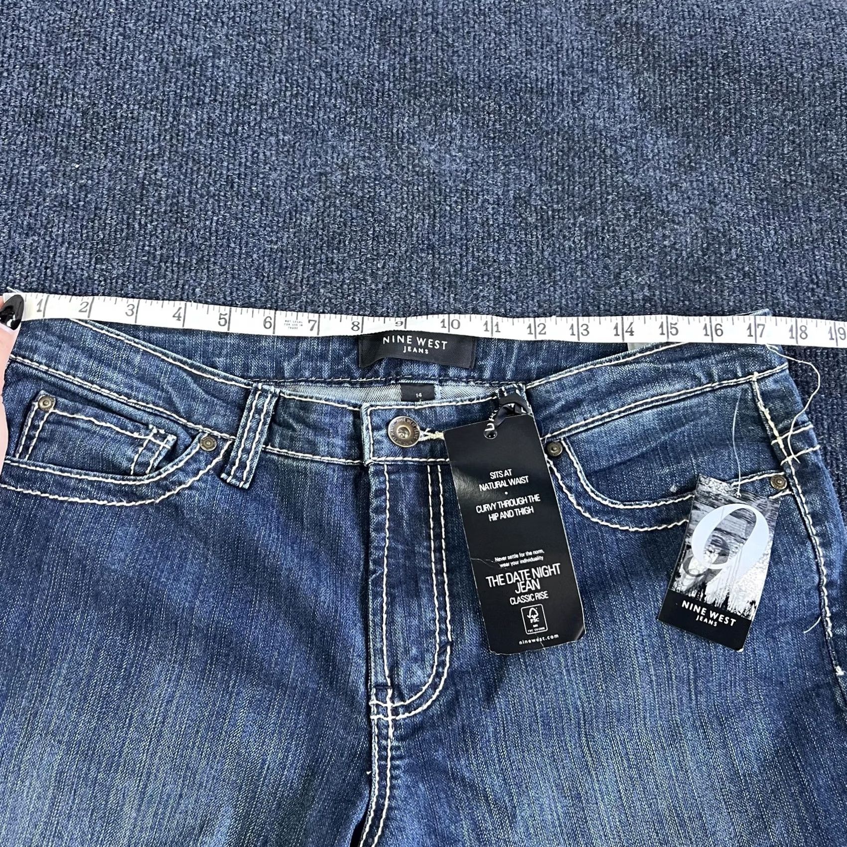 Nine West Nine West Womens Jeans Capri Blue Classic Rise Ethereal Denim 14/31 Size 36" / US 14 / IT 50 - 7 Thumbnail