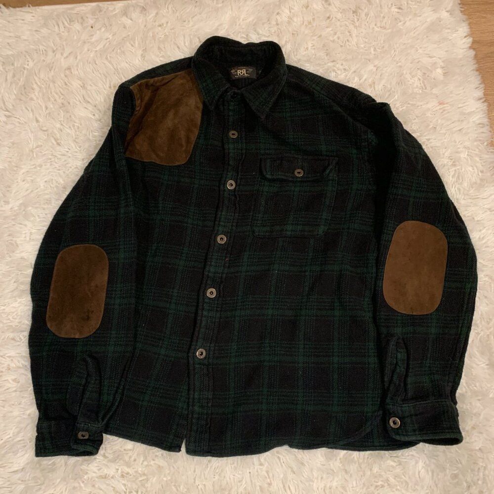 RRL Ralph Lauren RRL Ralph Lauren Flannel Shirt XL Checkered Stripe Green We Size US XL / EU 56 / 4 - 2 Thumbnail