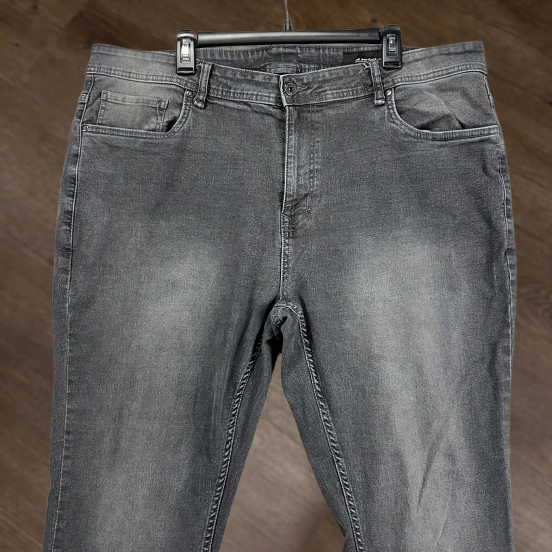Denime NYC The Perfect Jean Slim Fit Straight Leg Jeans Men 42X28 Grey Distressed Denim Shark Grey/Charcoal Wash QC 5-Pocket Denim Straight Mens Size US 42 / EU 58 - 1 Thumbnail