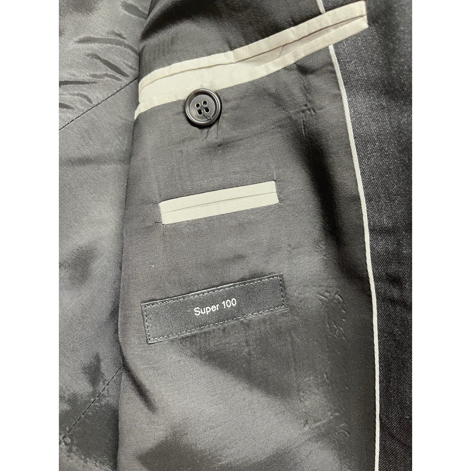 Other BOSS Hugo Boss 40R Super 100 Virgin Wool Gray Suit Jacket Bl Size 40R - 2 Thumbnail