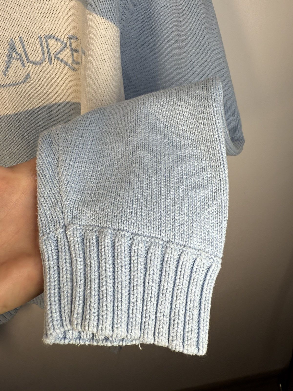 Yves Saint Laurent Blue YSL Sweater Knit Big Logo Vintage Paris Sweatshirt Rare Size US L / EU 52-54 / 3 - 13 Thumbnail