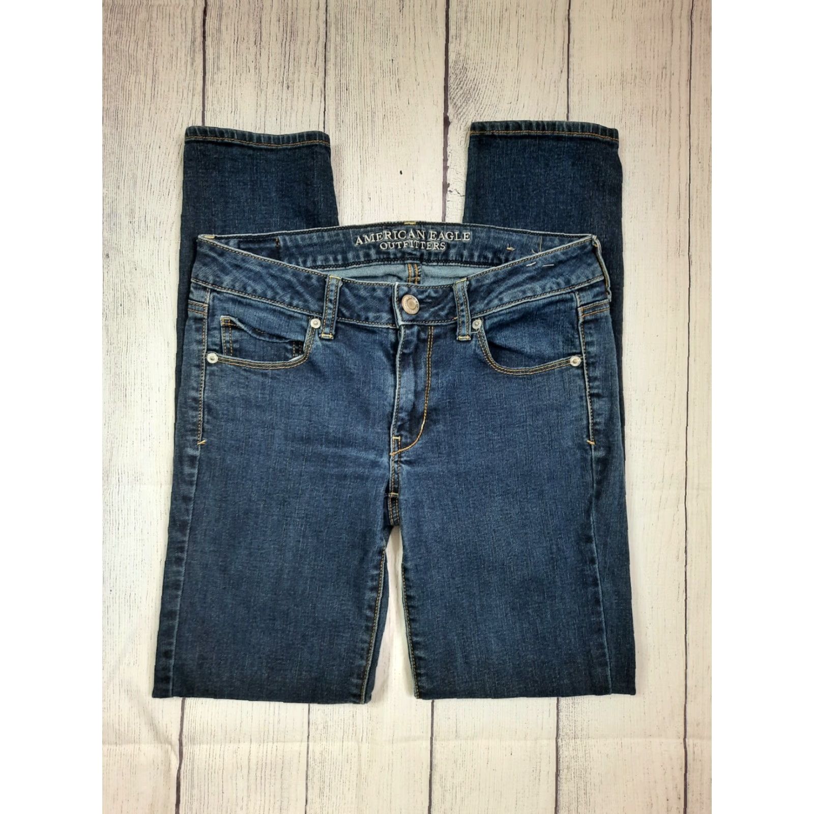 American Eagle Outfitters American Eagle Outfitters Jeans Skinny Women 6 28x28 Dark Wash Mid-Rise Stretch Denim Blue Size 28" / US 6 / IT 42 - 3 Thumbnail