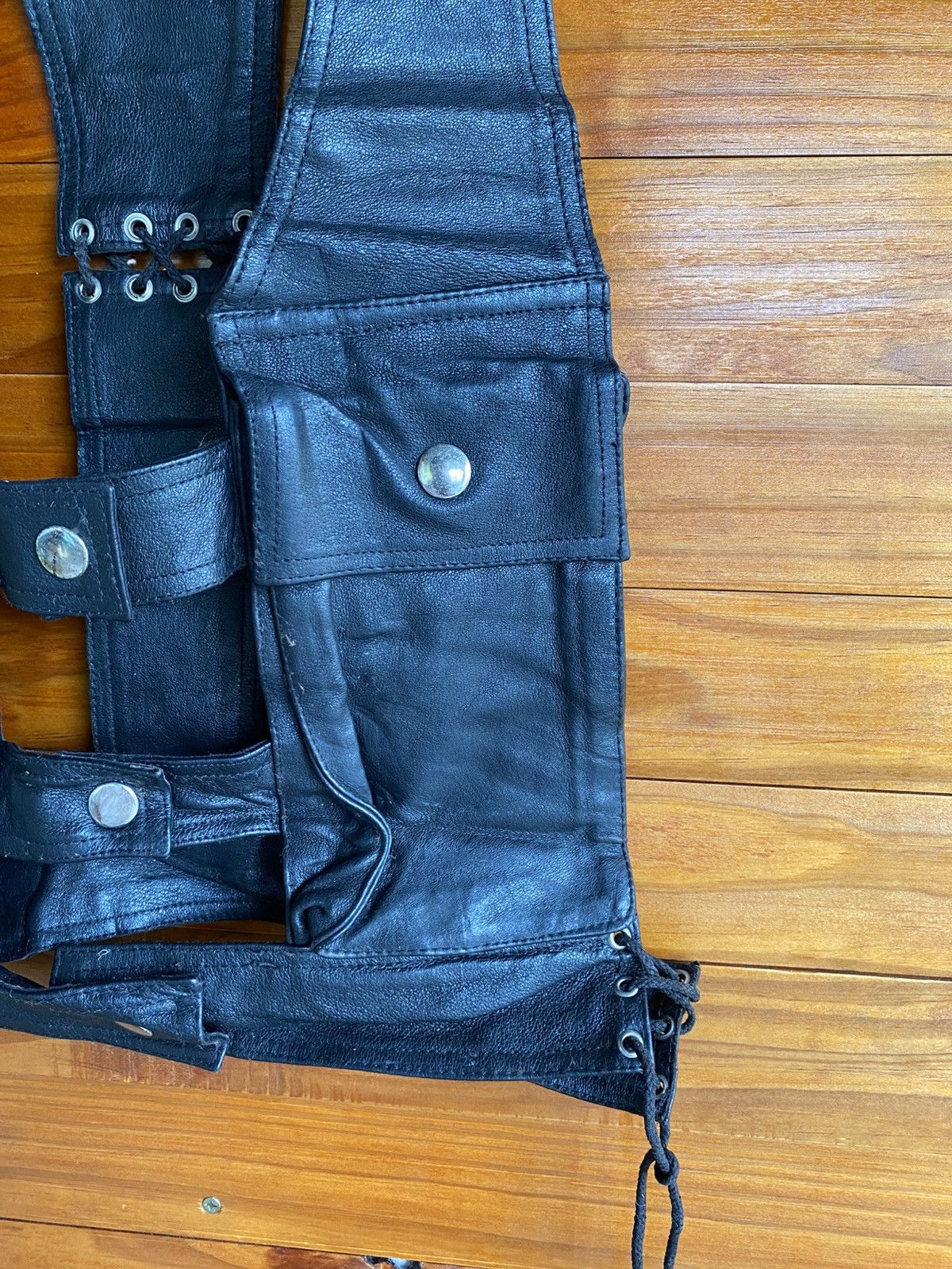 Genuine Leather Black Leather Utility Vest Bike Style Adjustable Strap Vest Size US S / EU 44-46 / 1 - 7 Thumbnail