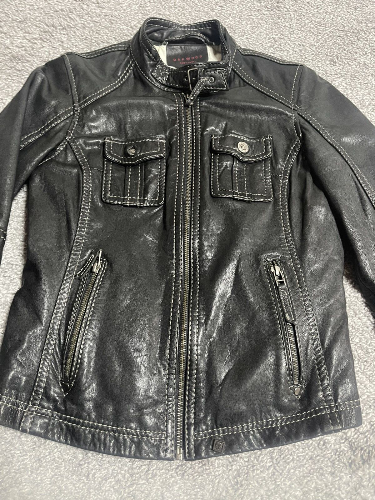 Japanese Brand × Vintage OAKWOOD VINTAGE Y2K LEATHER JACKET BLACK SIZE M-S Size M / US 6-8 / IT 42-44 - 3 Thumbnail