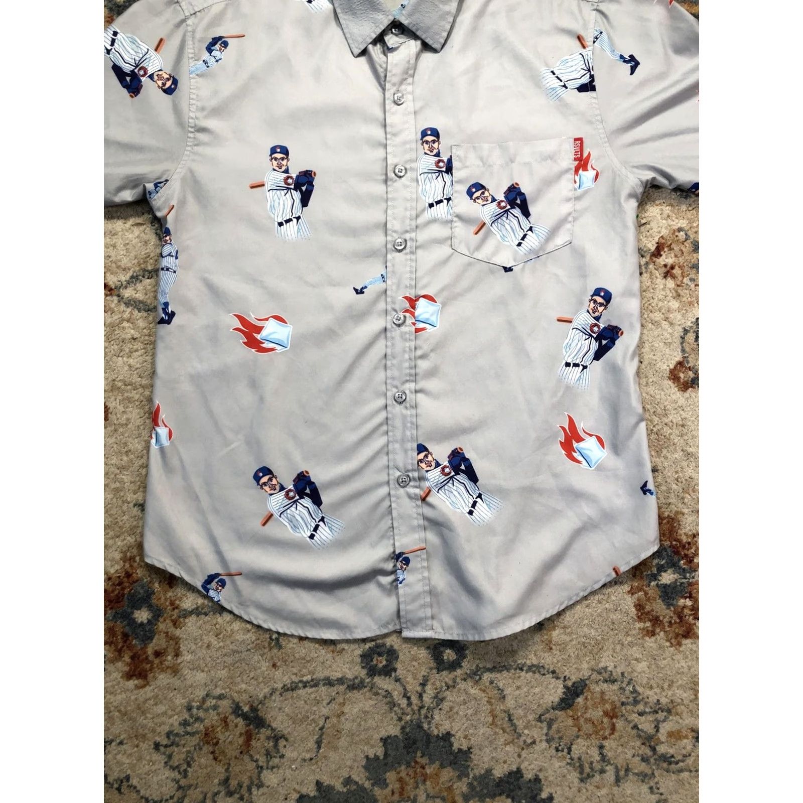 Vintage RSVLTS Rookie Of The Year Shirt Mens M Gray Baseball Graphic Button Up Short Sleeve Collared Button-Up Vintage: No Size US M / EU 48-50 / 2 - 5 Thumbnail