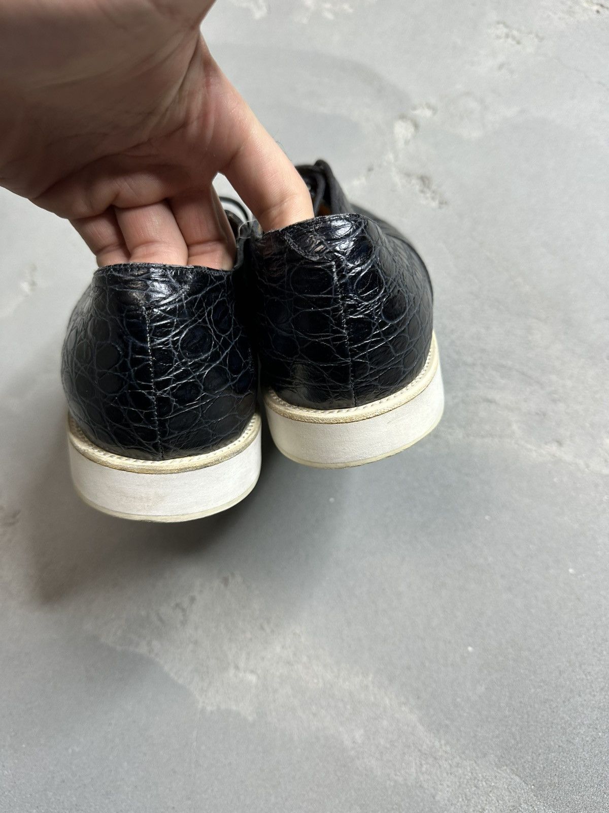 Giorgio Armani Giorgio Armani Black Croc Embossed Leather Shoes Size US 10.5 / EU 43-44 - 5 Thumbnail