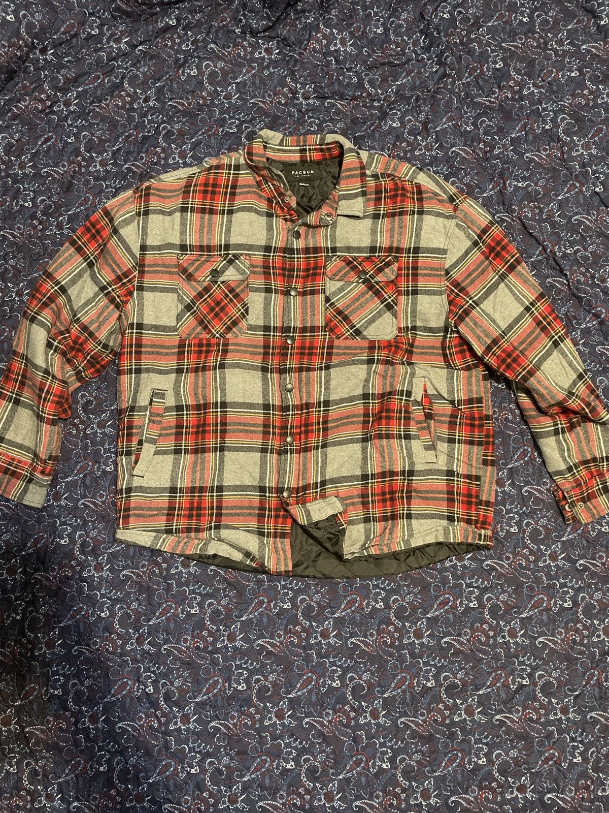 Pacsun Pacsun Red/Gray Flannel Jacket Size US L / EU 52-54 / 3 - 1 Thumbnail