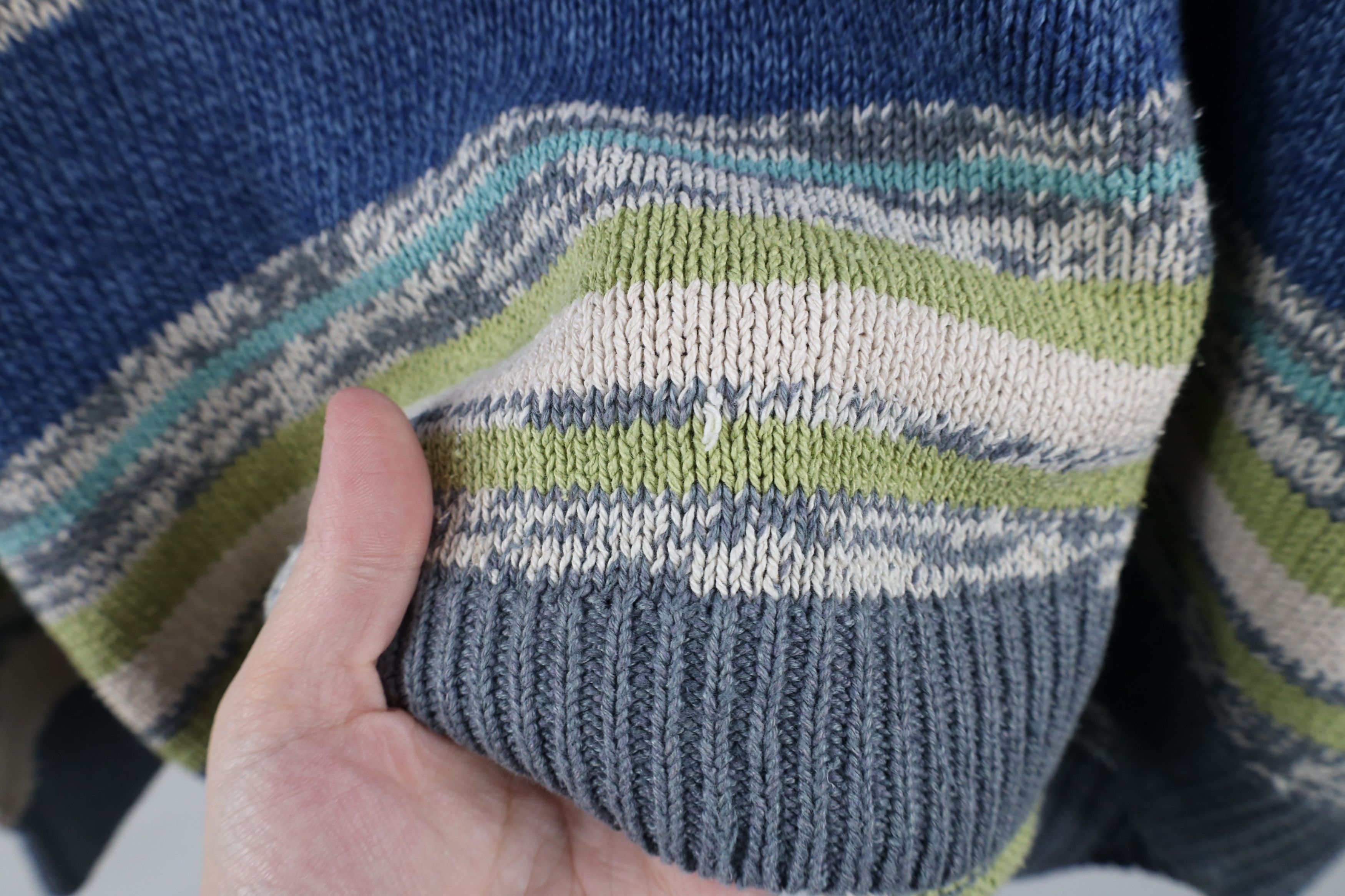 Vintage Vintage 90s Streetwear Striped Silk Linen Blend Knit Sweater Size L / US 10 / IT 46 - 6 Thumbnail