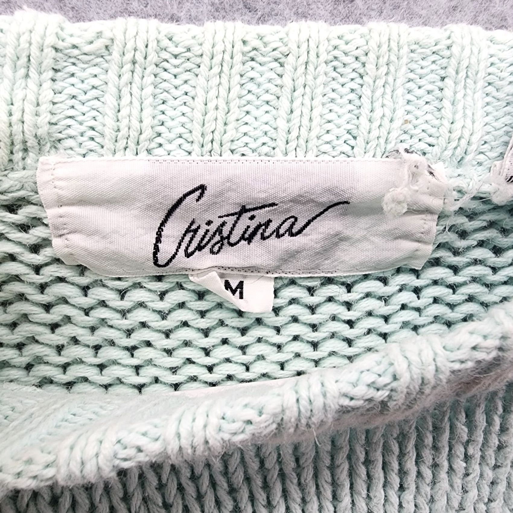 Vintage VINTAGE Cristina Knit Pullover Sweater Medium Sea Green Distressed Women M Green Pullover Knit Sweater Mens Womens Boys Girls Size M / US 6-8 / IT 42-44 - 4 Thumbnail