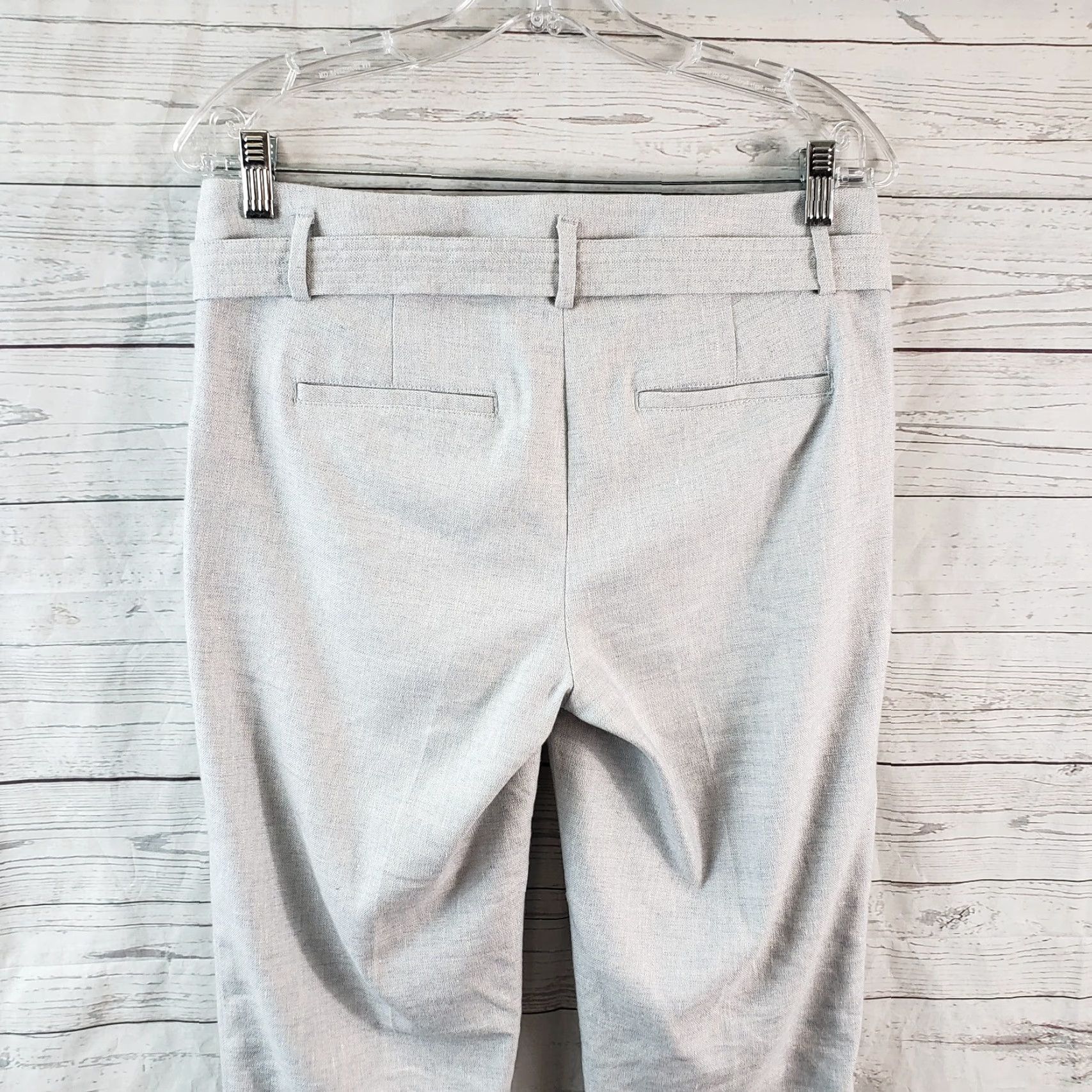 Loft LOFT Womens Pants Sz 2 Blue Gray Mid Rise Belted Linen Blend Dress Pants Womens Clothing Size 26" / US 2 / IT 38 - 4 Thumbnail
