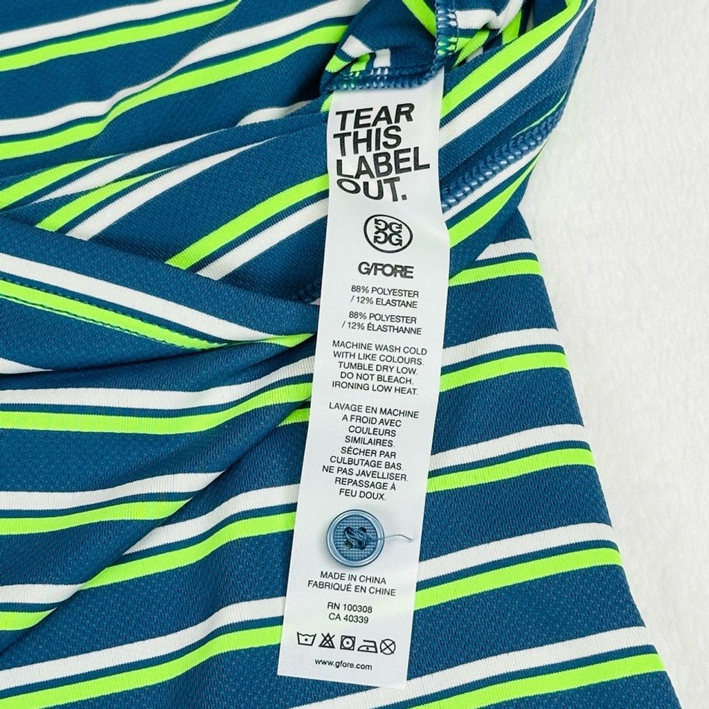 G/FORE G/Fore Men’s Med Blue Green Stripe Golf Jersey Polo Shirt Size US M / EU 48-50 / 2 - 7 Thumbnail