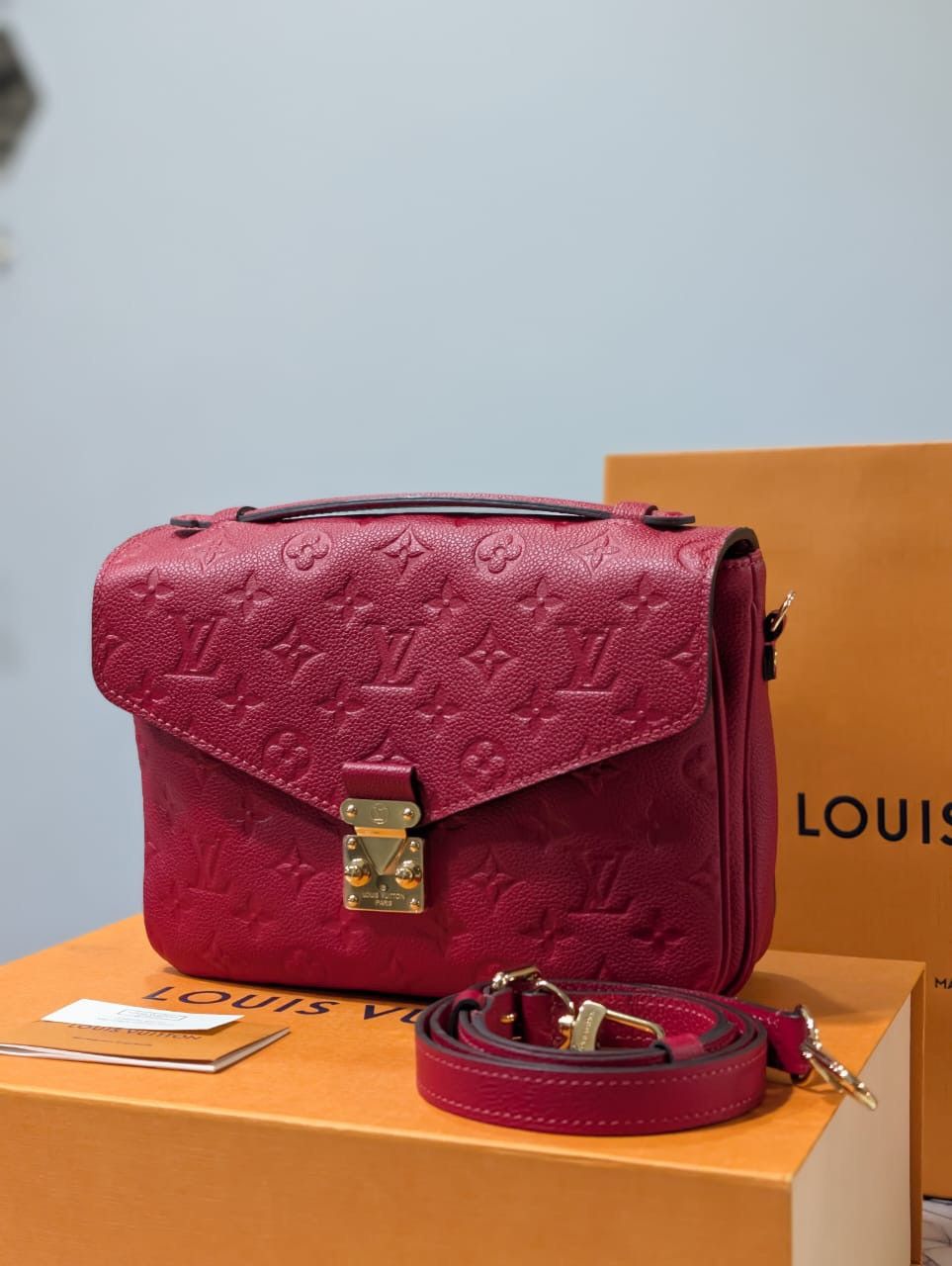 Louis Vuitton Louis Vuitton Red Monogram Empreinte Pochette Metis Size ONE SIZE - 17 Thumbnail