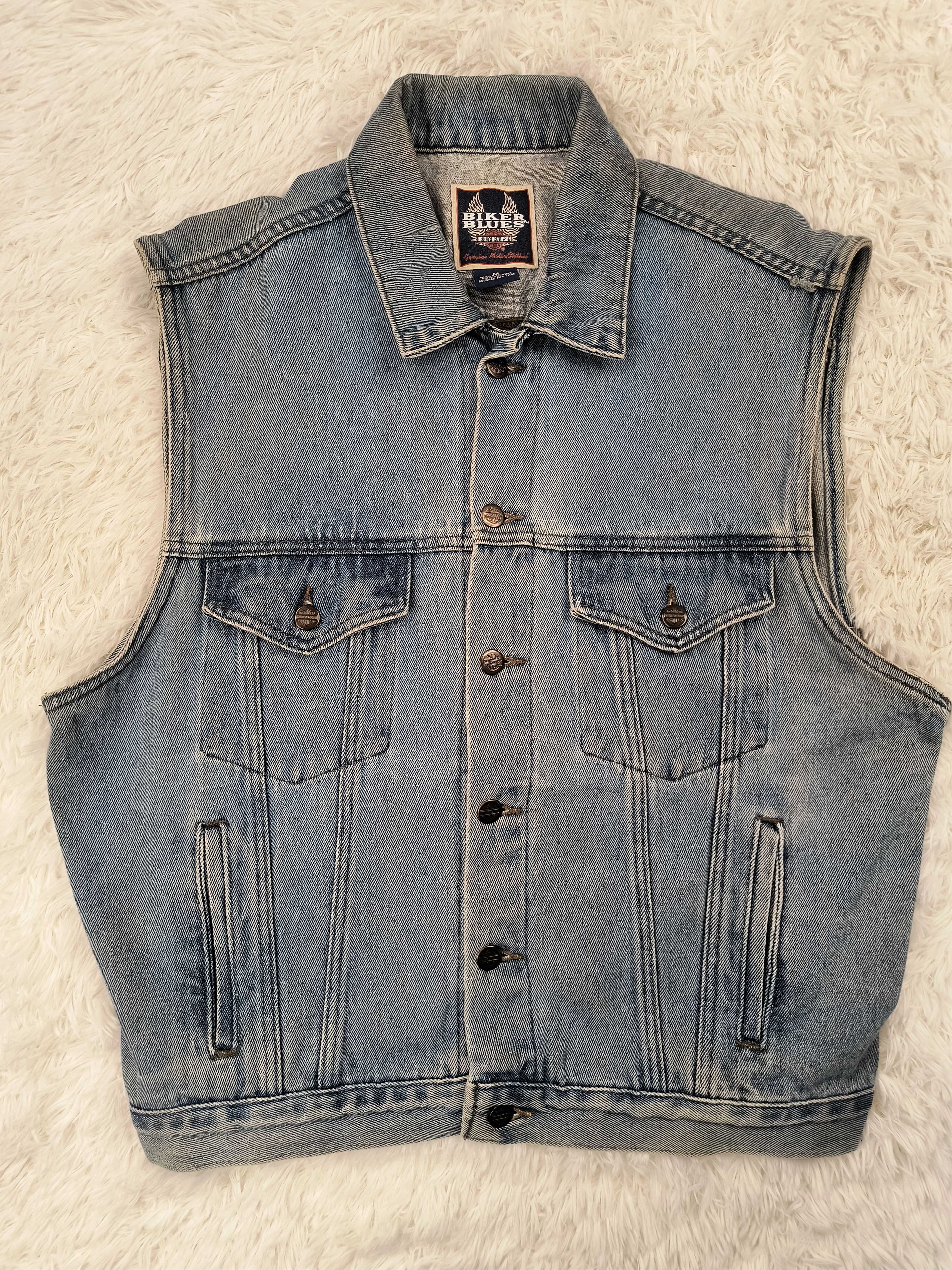 Harley Davidson Vintage Biker Blues Harley Davidson leather denim vest Size US M / EU 48-50 / 2 - 3 Thumbnail