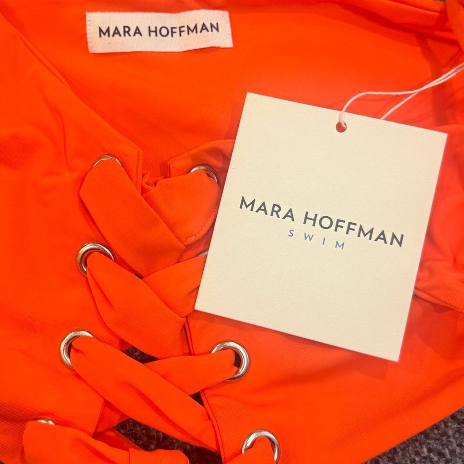 Mara Hoffman Mara Hoffman Scarlett Bikini Swim Top - Tangerine Orange Size ONE SIZE - 7 Thumbnail