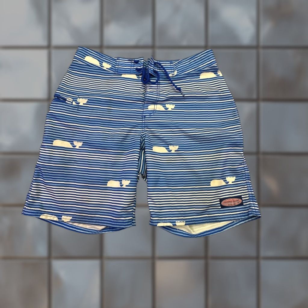 Vineyard Vines Vineyard Vines Whale Stripe Board Shorts Men Size 30 Blue White Swim Trunks Size US 29 - 1 Thumbnail