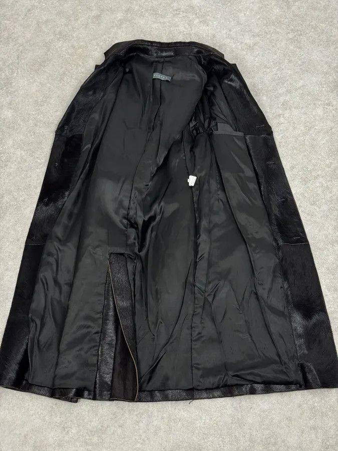 Vintage 2000s Italian Black Leather Pony Hair Long Jacket Size US M / EU 48-50 / 2 - 7 Thumbnail