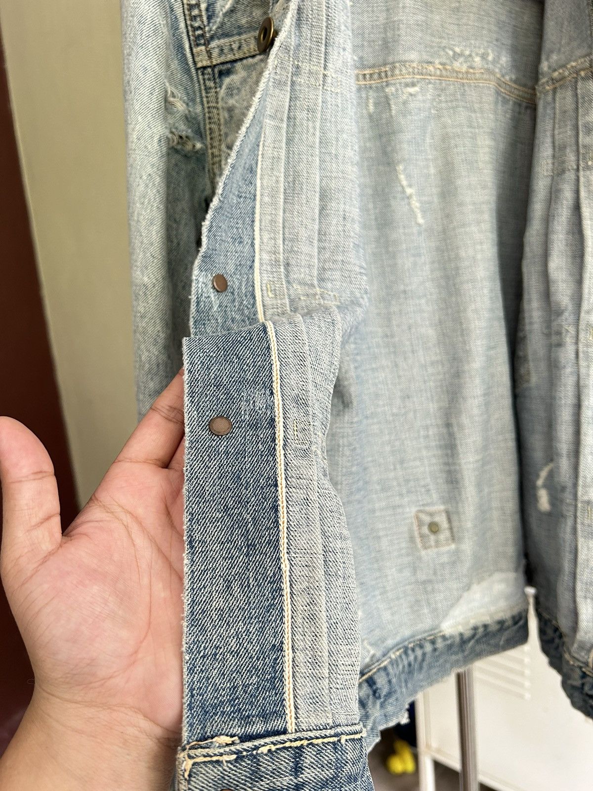 If Six Was Nine Wjk Distressed Denim Jacket Size US L / EU 52-54 / 3 - 10 Thumbnail