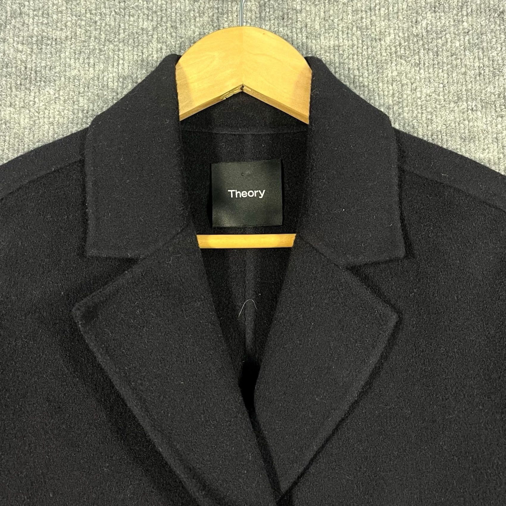 Theory Theory Trench Coat Women Coat Dark Blue Buckle Collared Wool Blend Size M Regular Fall Classic Long Sleeve 42% Cotton 41% Polyester 17% Wool- 59? Size M / US 6-8 / IT 42-44 - 2 Thumbnail