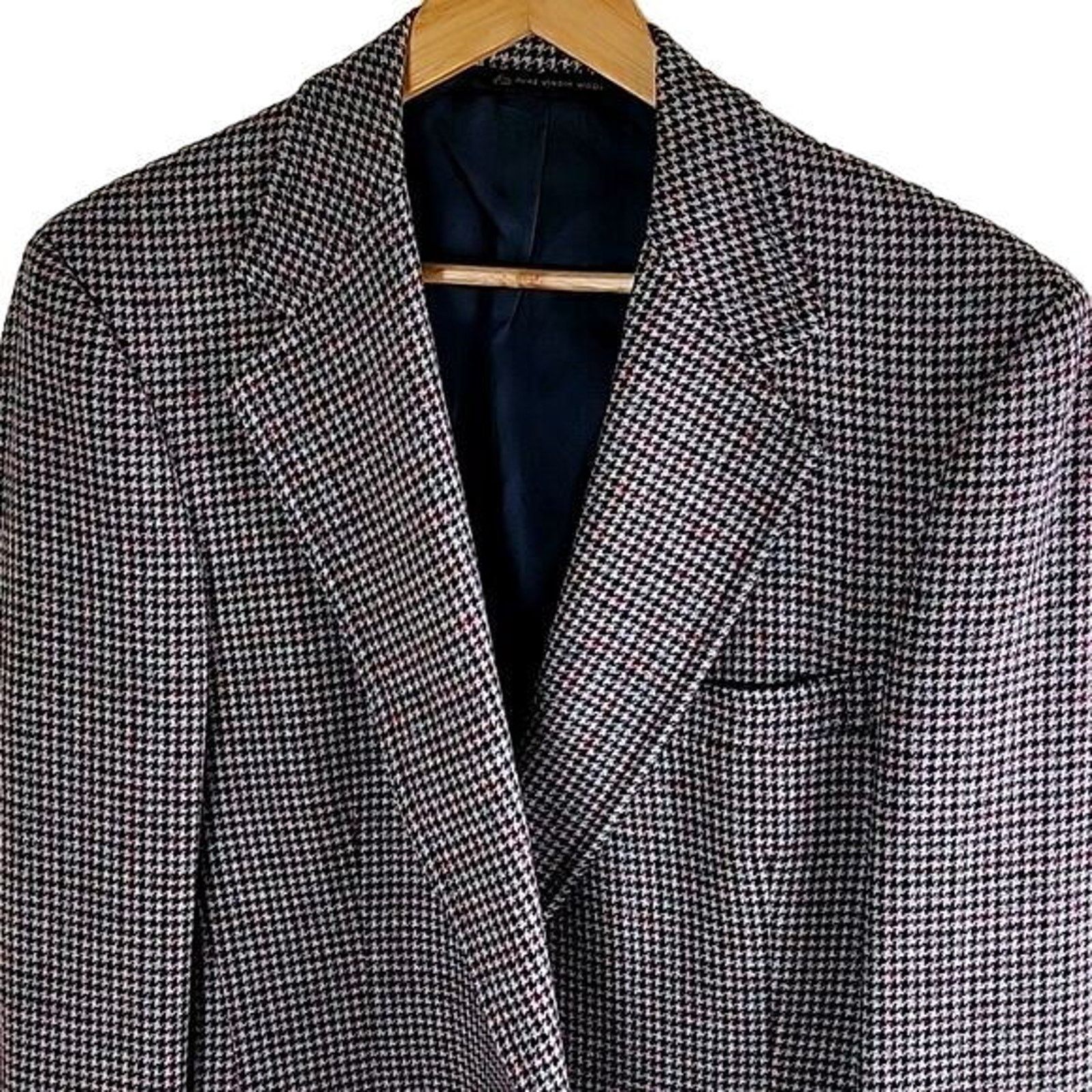 Hart Schaffner Marx Hart Schaffner & Marx Mens 40L Houndstooth Wool Blazer Size 40L - 9 Thumbnail