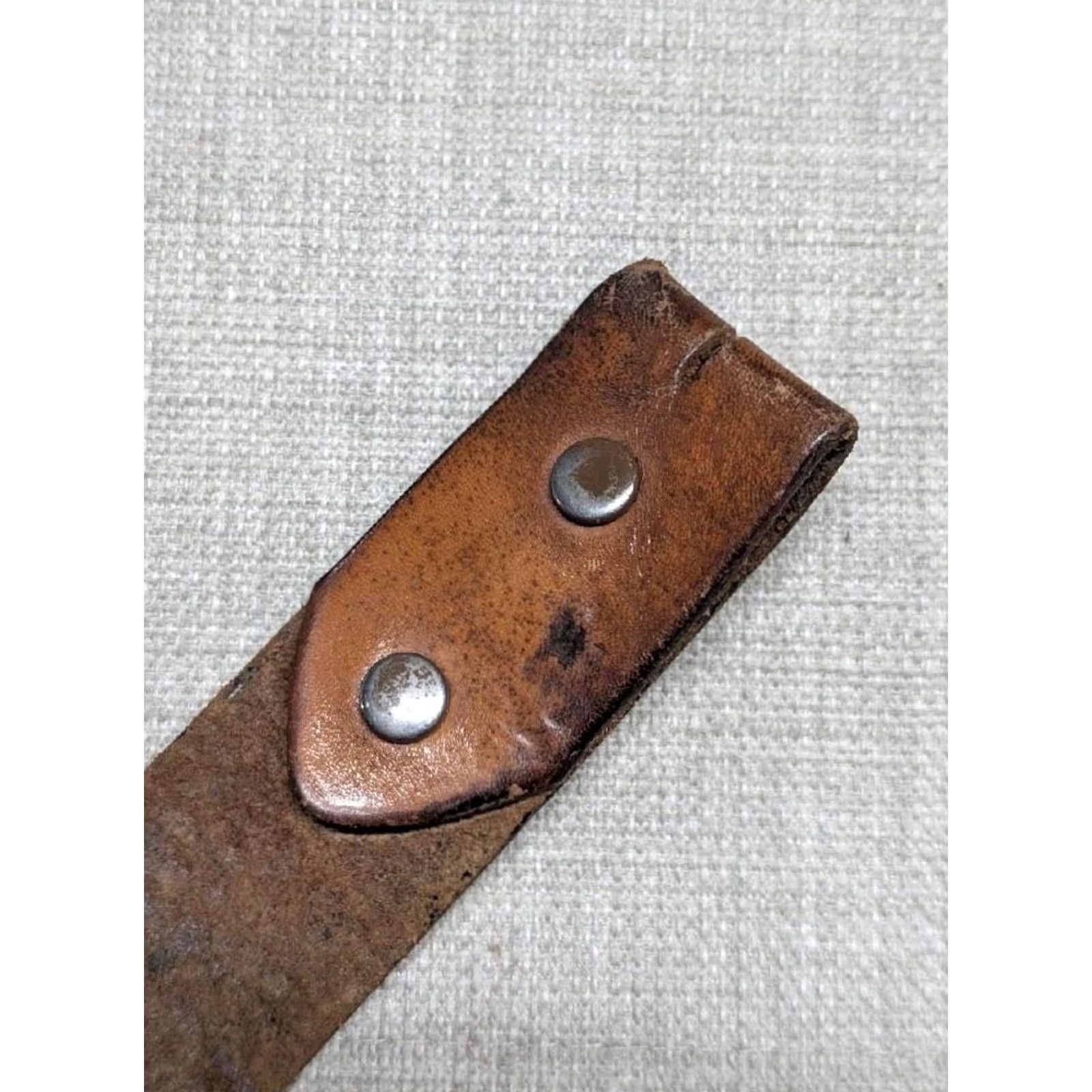 Vintage VINTAGE handcrafted ACORNS belt Tooled western buckle 1-3/8" cowhide leather brown 30 Men Belt Size 30 - 7 Thumbnail