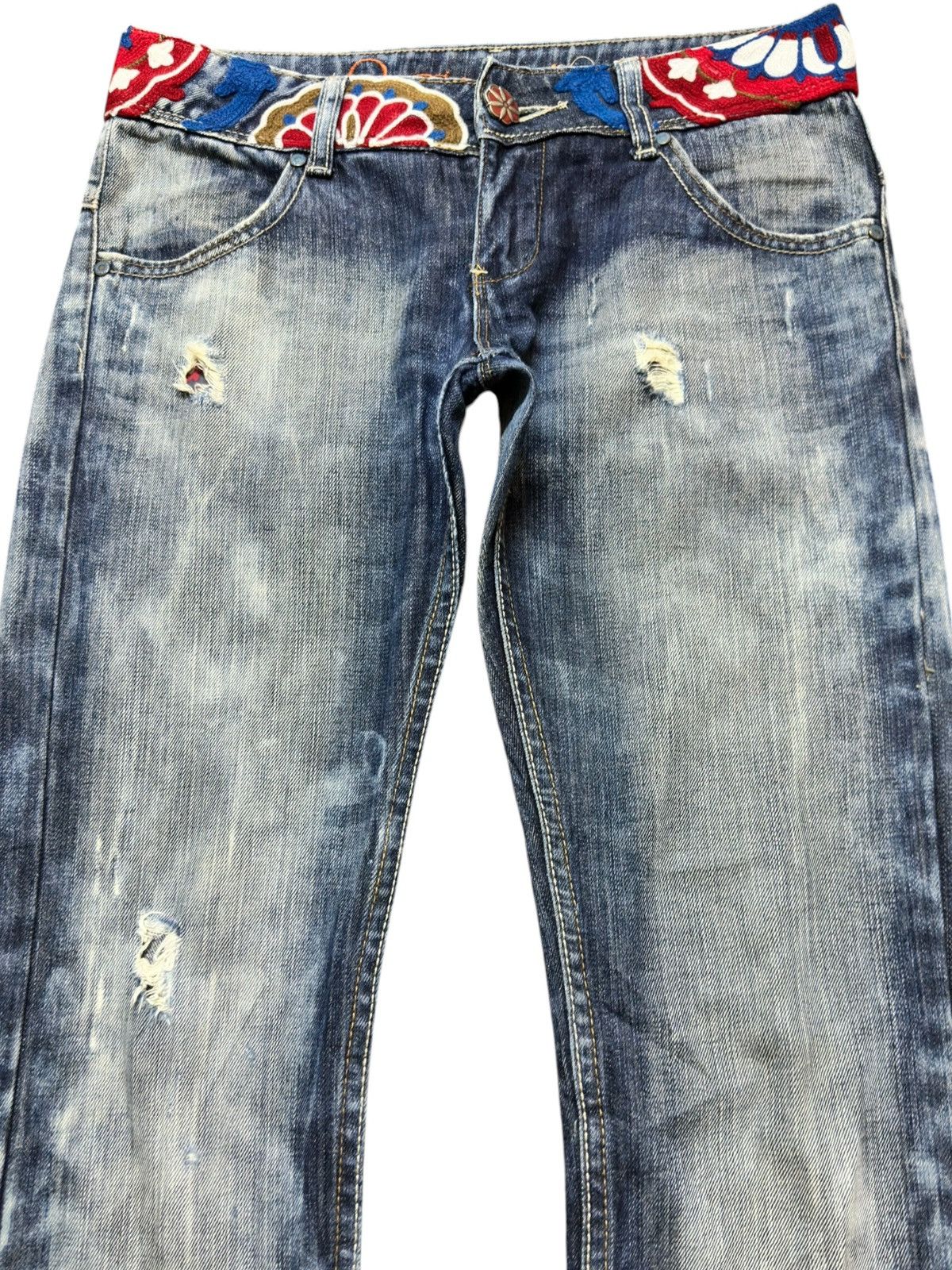 Desigual Vintage Desigual Curve Leg Acid Wash Slim Fit Denim Size US 29 - 2 Thumbnail