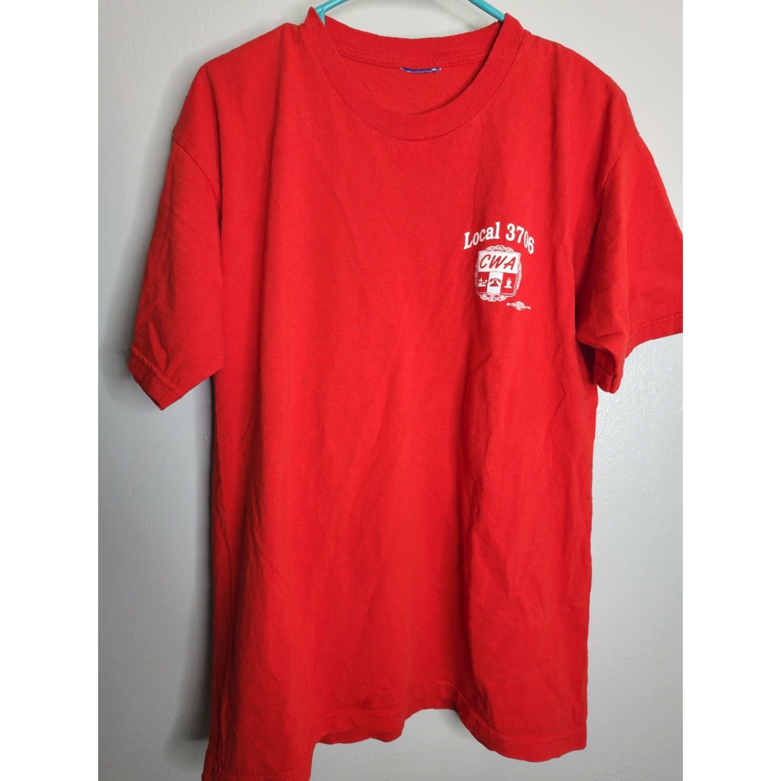 Doublet VINTAGE Bayside Mens L Lineman T Shirt 2-Sided Crew Neck Red Cotton Blend Union Worker 90s/Power Lineman Mens Size US L / EU 52-54 / 3 - 2 Thumbnail