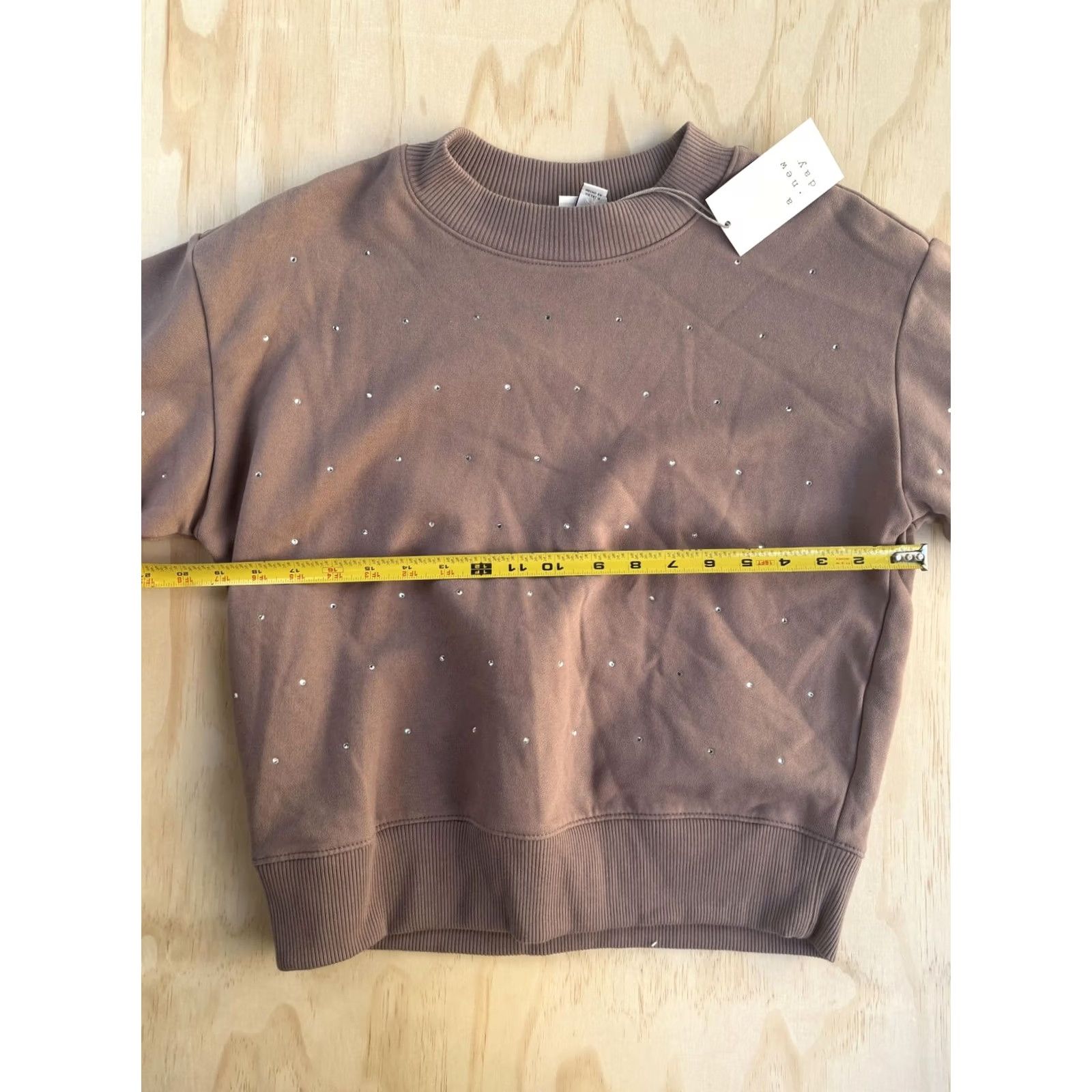 Vintage A New Day Sweatshirt Womens XS Brown Rhinestone Studded Polka Dot Crewneck Size XS / US 0-2 / IT 36-38 - 3 Thumbnail