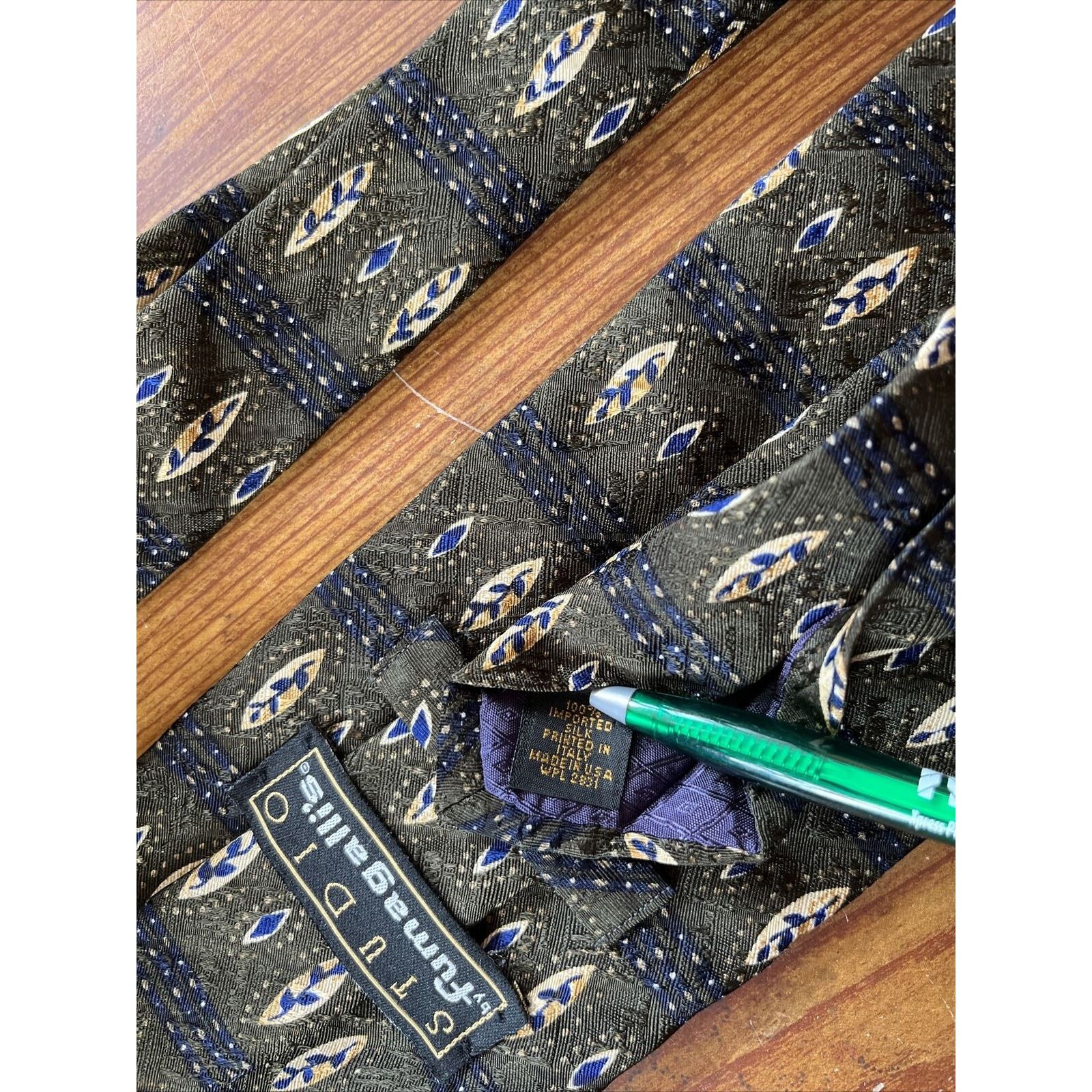 Other Studio by Fumagalli's Vintage Men’s Green Blue silk necktie Size ONE SIZE - 5 Thumbnail