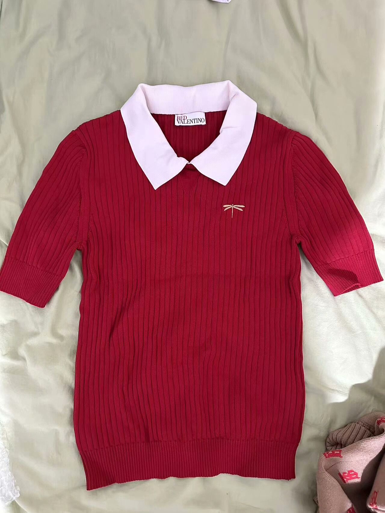 Valentino Valentino Red Knit Polo T-shirt L Size US L / EU 52-54 / 3 - 1 Thumbnail