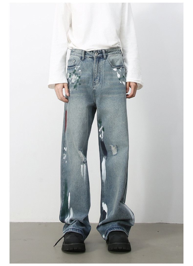 Japanese Brand × Jean American street graffiti design ripped jeans men's loose Size US 32 / EU 48 - 2 Thumbnail