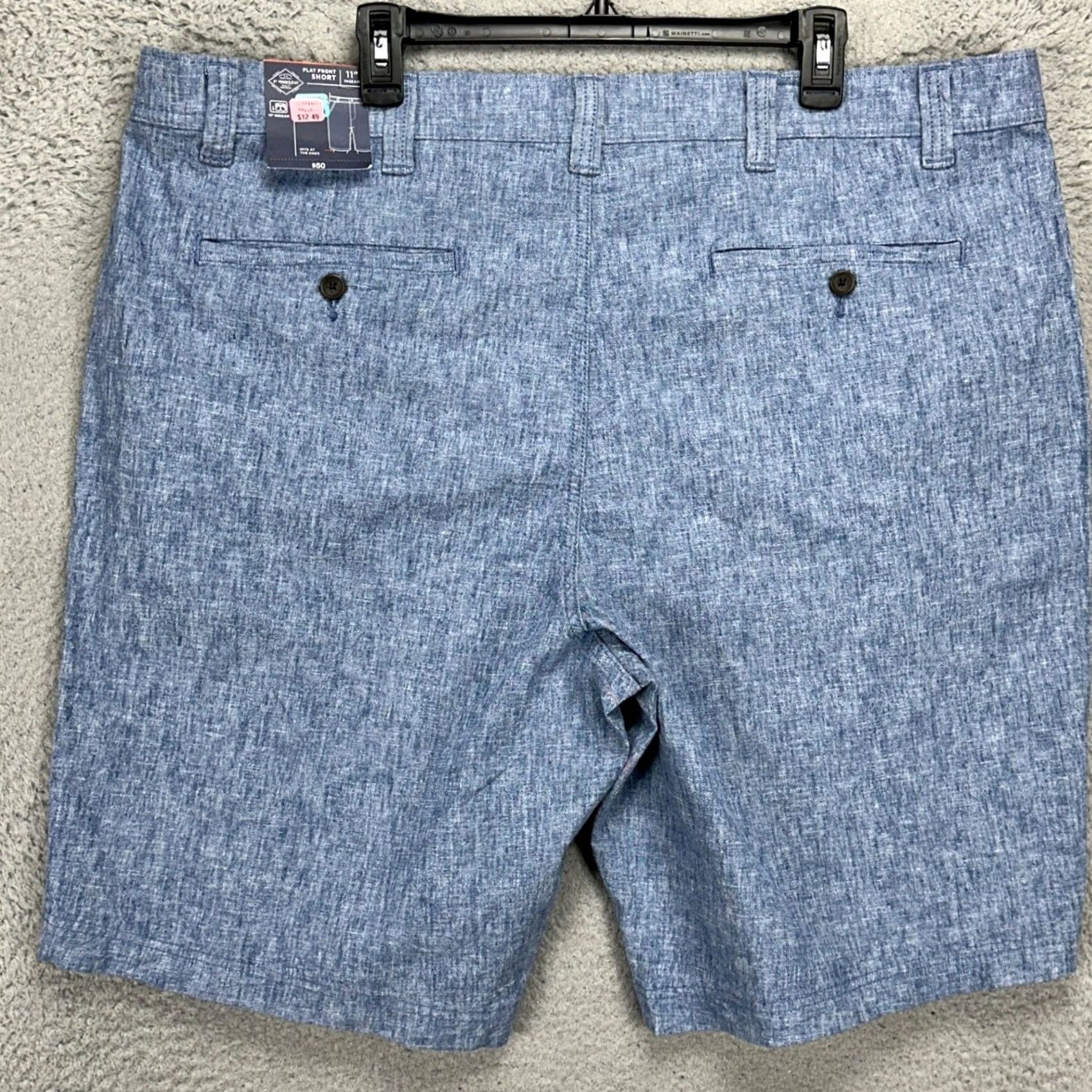 Vintage St. John's Bay Men Linen Blend Shorts 46X11 Tall Blue Khaki Flat Front Casual NEW Size US 30 / EU 46 - 3 Thumbnail