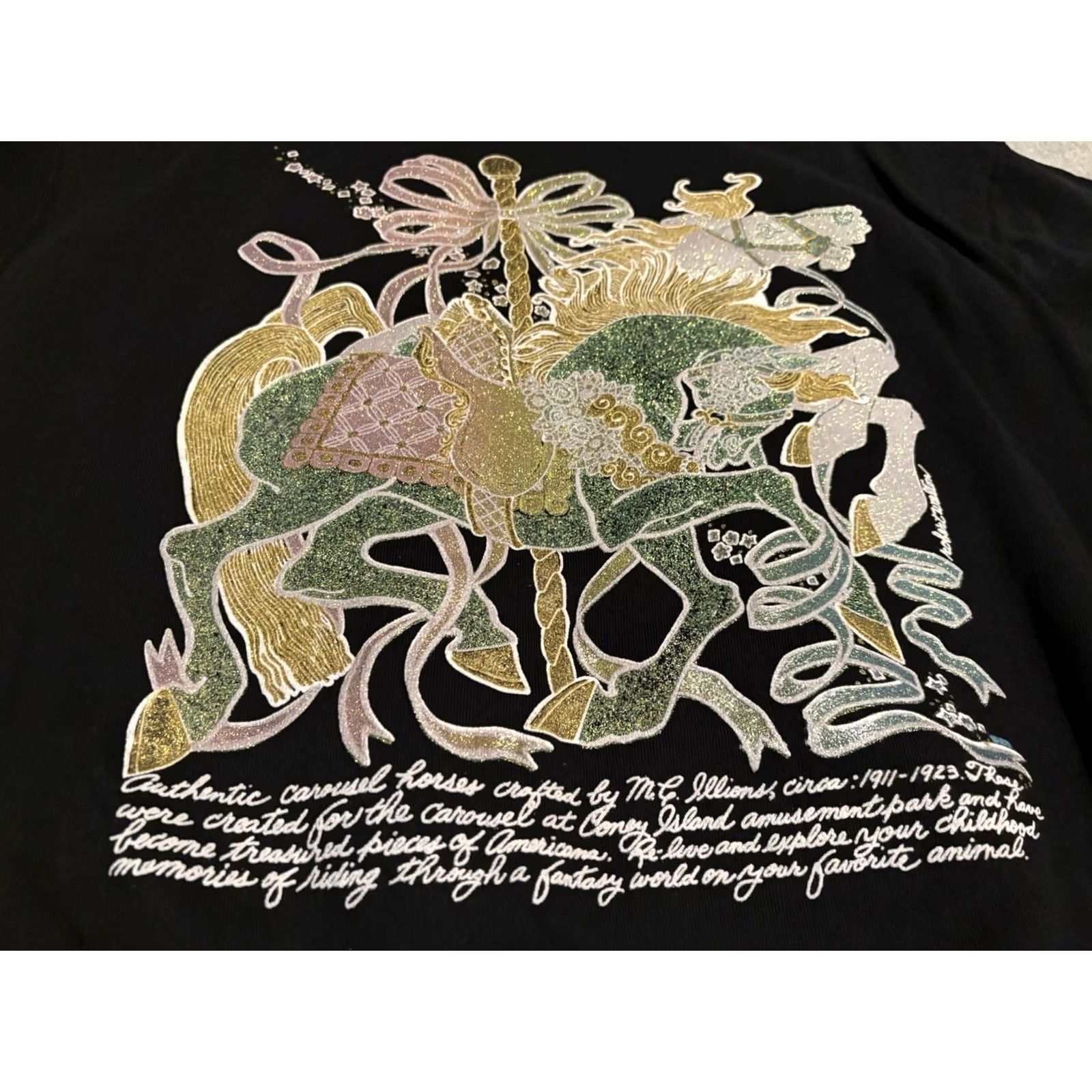 TEE JAYS VINTAGE Tee Jays Pullover Sweater Crewneck XL Black Men Long Sleeve 90s Retro Horse Coney Island Carousel Horses Size US XL / EU 56 / 4 - 2 Thumbnail