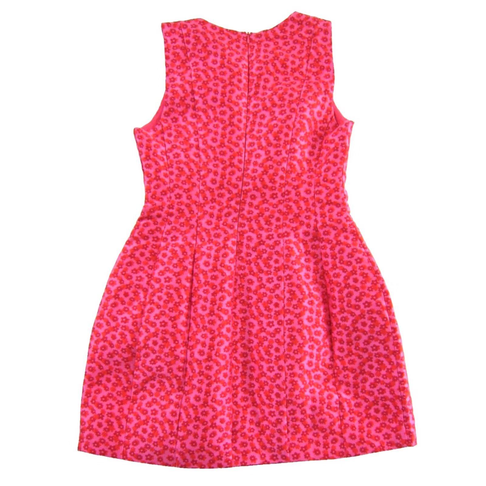 Vintage Mustard Seed Pink Orange Floral Embroidered Sleeveless Shift Tank Dress Small Size S / US 4 / IT 40 - 2 Thumbnail