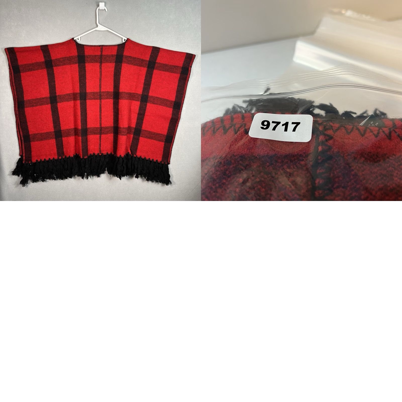 Ralph Lauren NWT! Lauren Ralph Lauren S/ M Red Plaid Fringe Poncho Cape Pullover Wool Blend Size S / US 4 / IT 40 - 8 Thumbnail