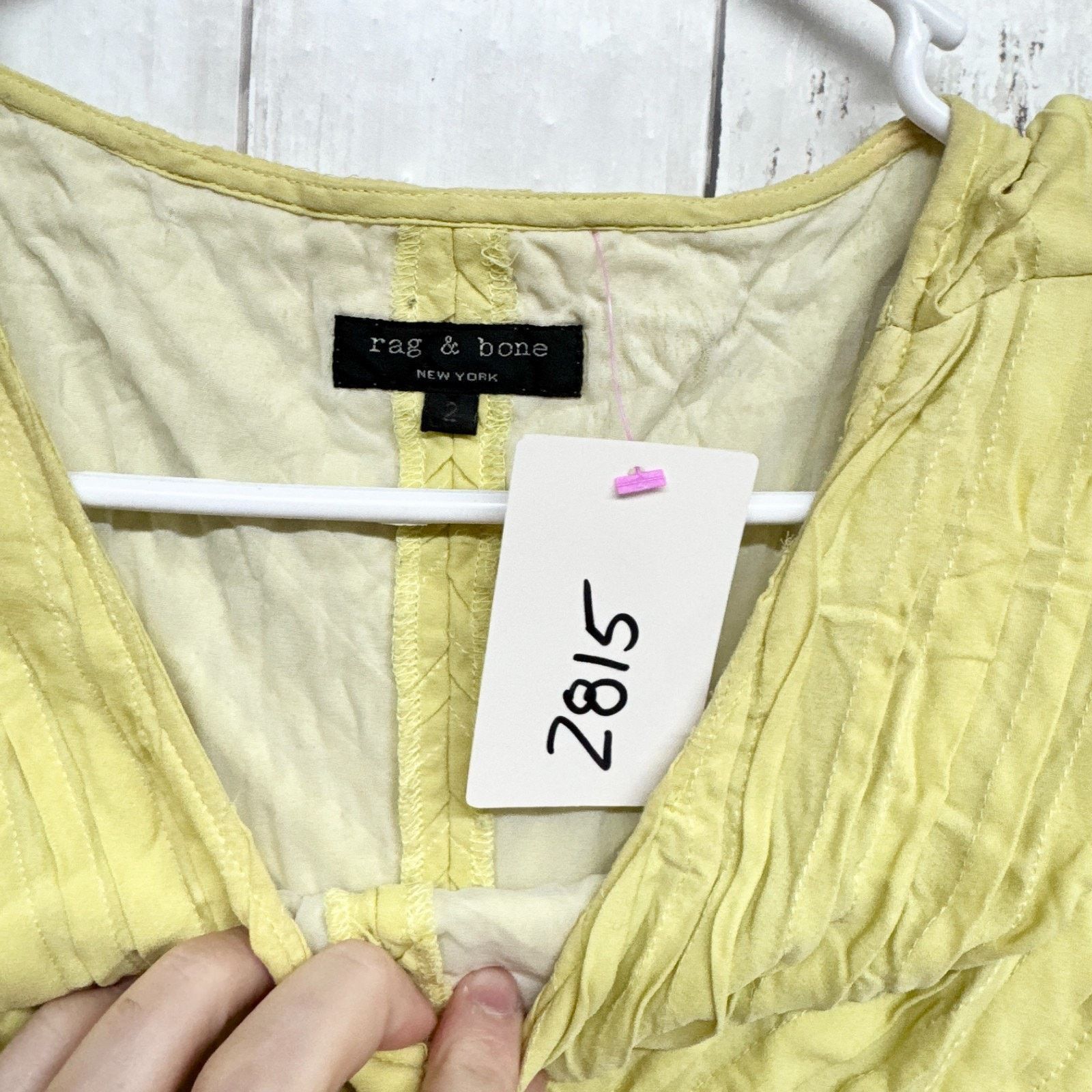 Rag & Bone Rag & Bone Dress Size 2 Yellow Crepe Short Sleeve Tie Mini Size XS / US 0-2 / IT 36-38 - 2 Thumbnail
