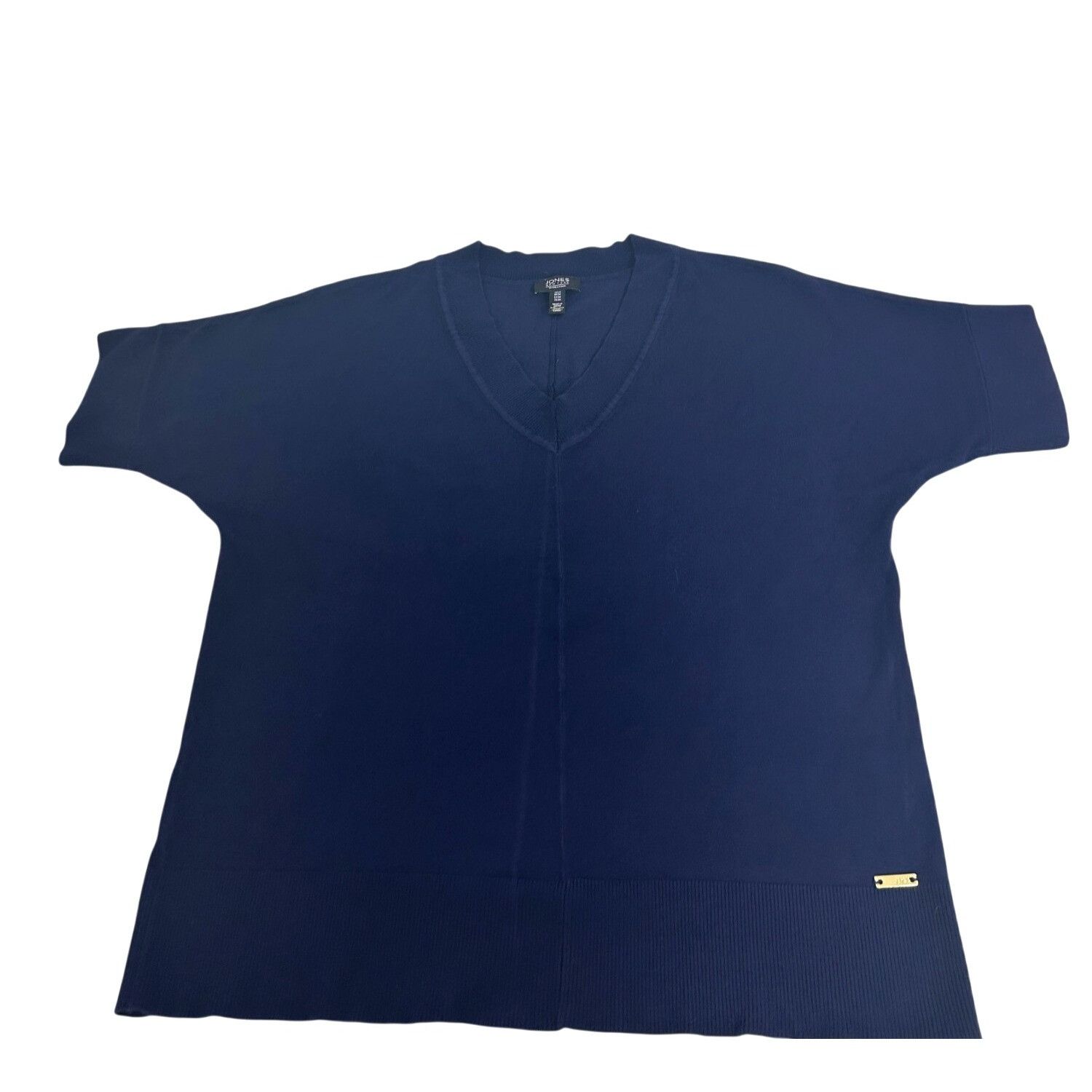 Jones New York Jones New York Signature Knit Top M Navy Blue Short Sleeve V Size M / US 6-8 / IT 42-44 - 8 Thumbnail