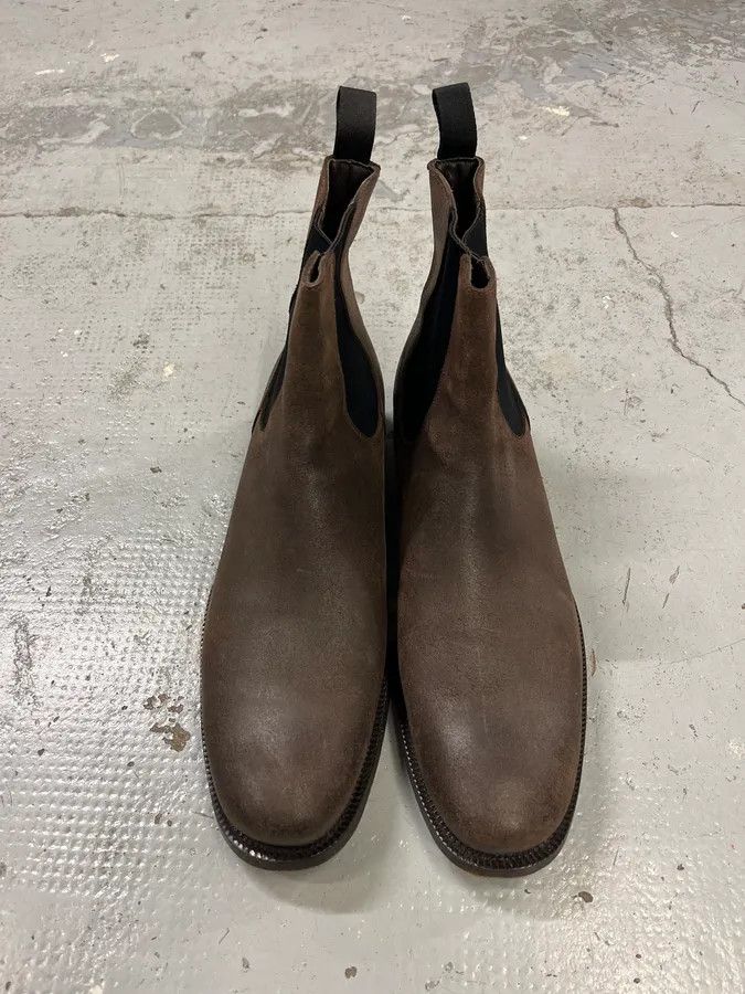 Prada 2000s Prada Brown Eroded Leather Boots Size US 13 / EU 46 - 4 Thumbnail
