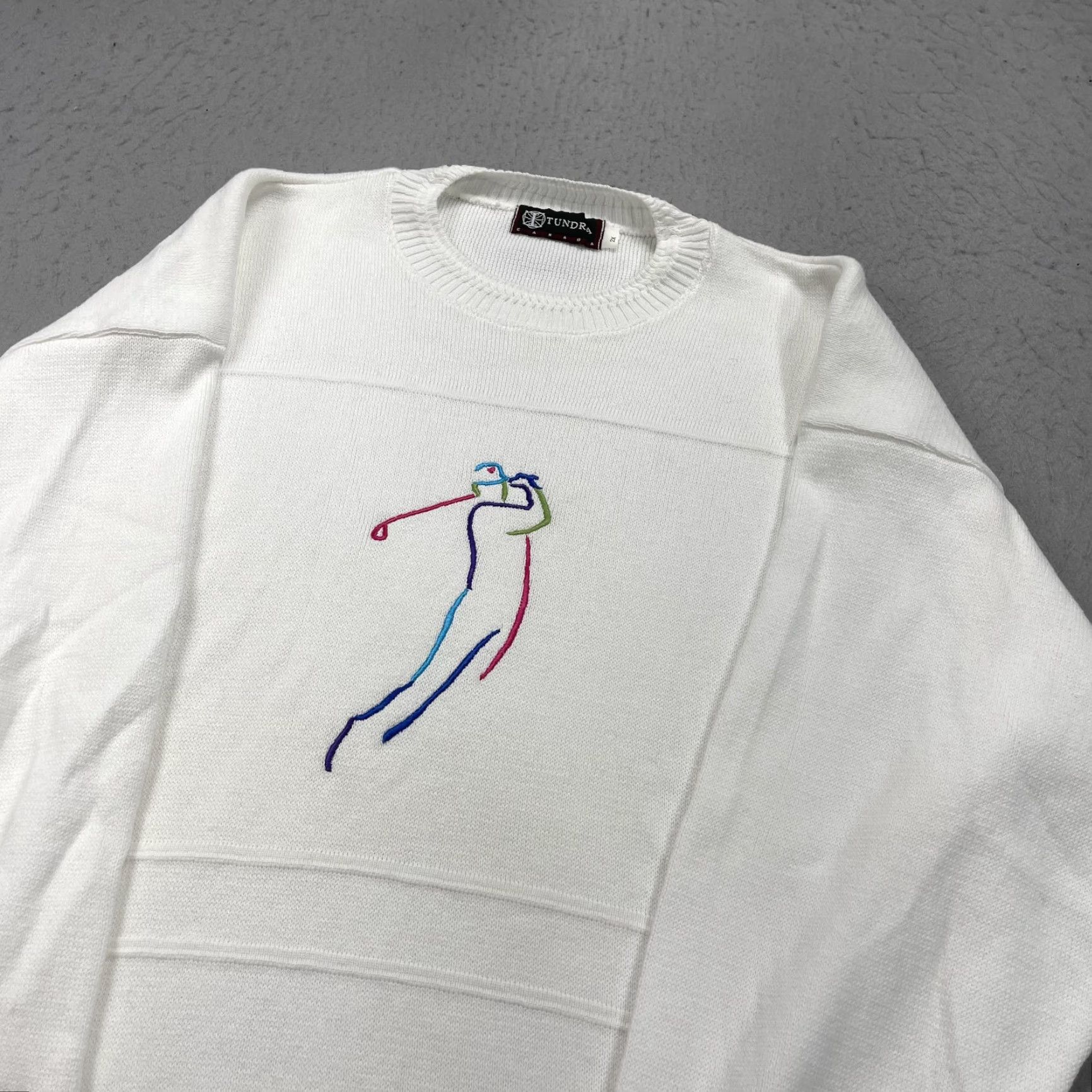 Vintage VINTAGE Tundra Golf Sweater Mens 2XL White Embroidered Crewneck 90s Knit Pullover Shirt Size US XXL / EU 58 / 5 - 3 Thumbnail