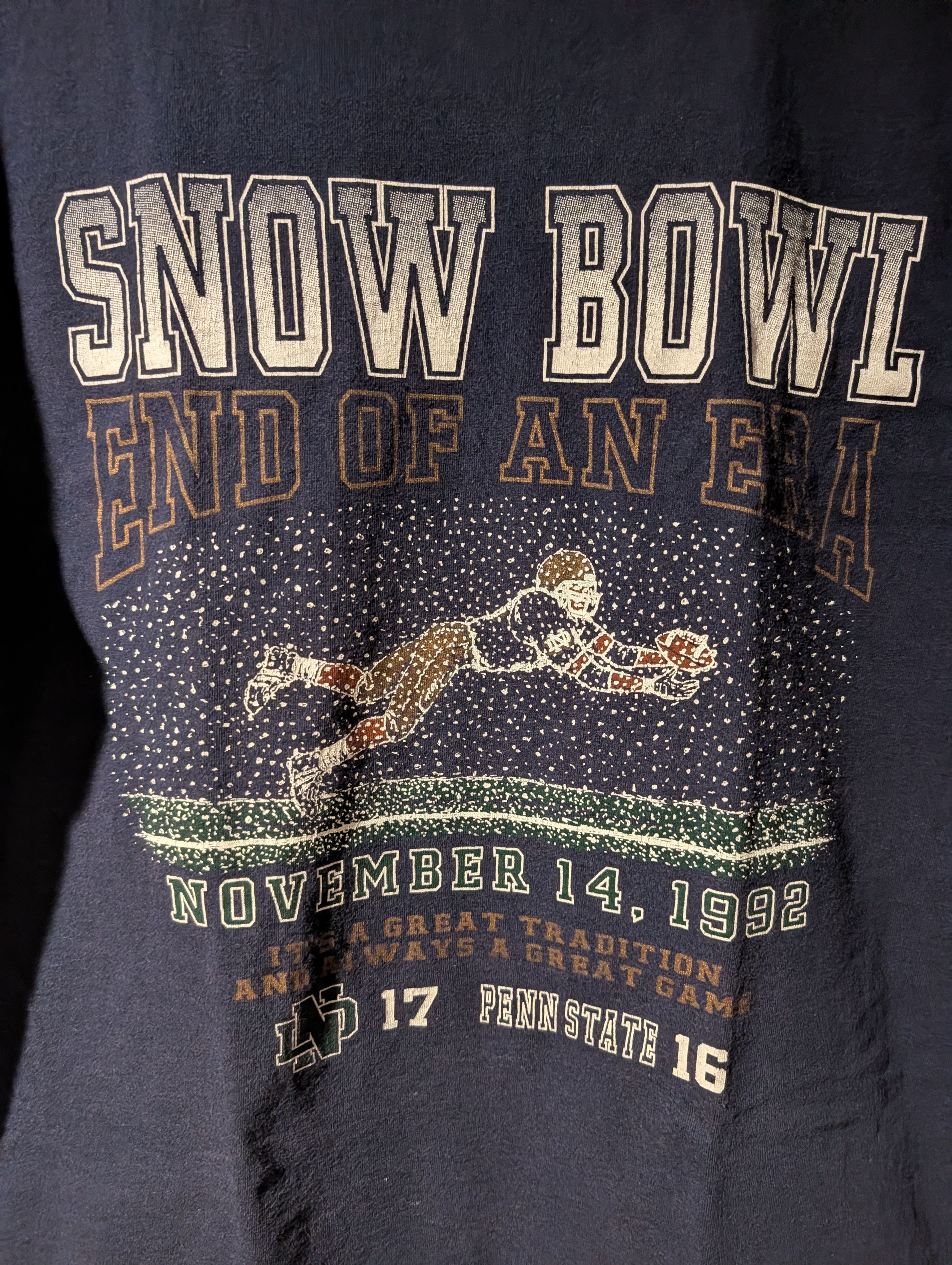 NCAA Vintage 92 Notre Dame Snow Bowl Shirt JanSport Penn State Size US XL / EU 56 / 4 - 2 Thumbnail
