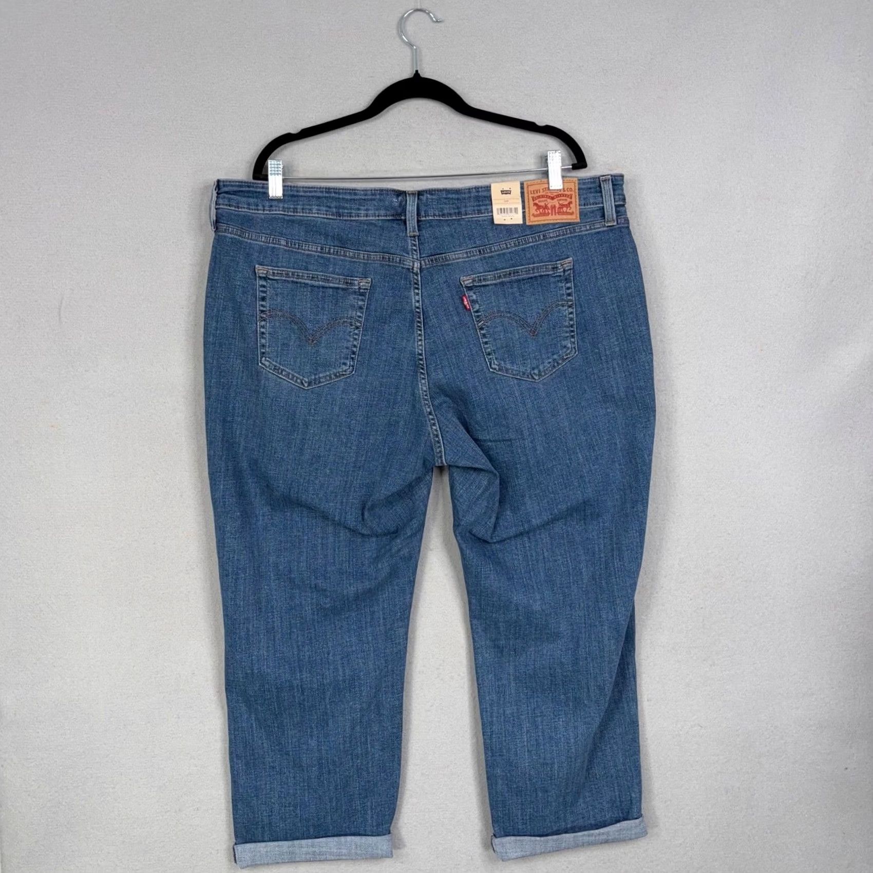 Levi's Levi's Boyfriend Jeans Women 22W Blue Distressed Mid Rise Tapered Denim Hypersoft Size 40" / US 18 - 7 Thumbnail