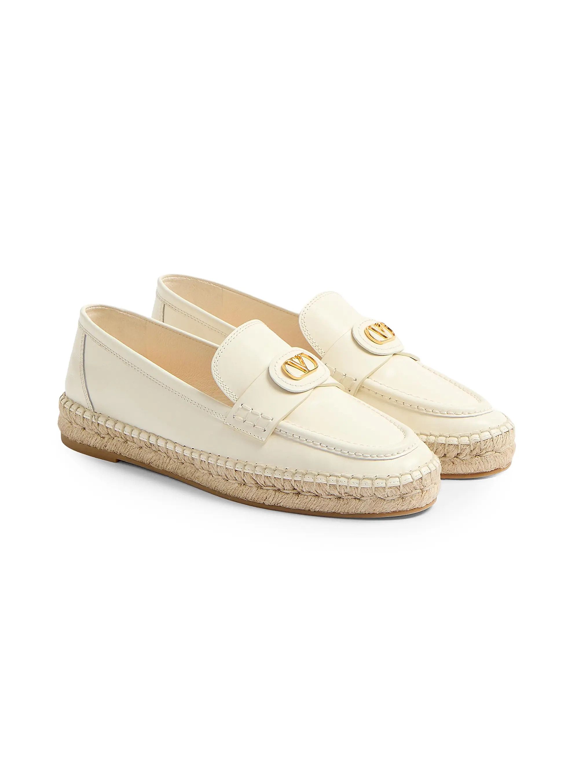 Valentino os11x0126 Vlogo Signature 20mm Calfskin Loafers in Ivory Size US 11 / IT 41 - 2 Thumbnail