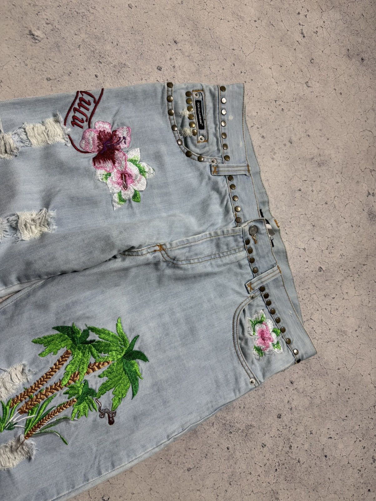 Dolce & Gabbana Dolce & Gabbana Hawaiian Tropical Denim Jeans Size 50 Y2K Size US 34 / EU 50 - 6 Thumbnail